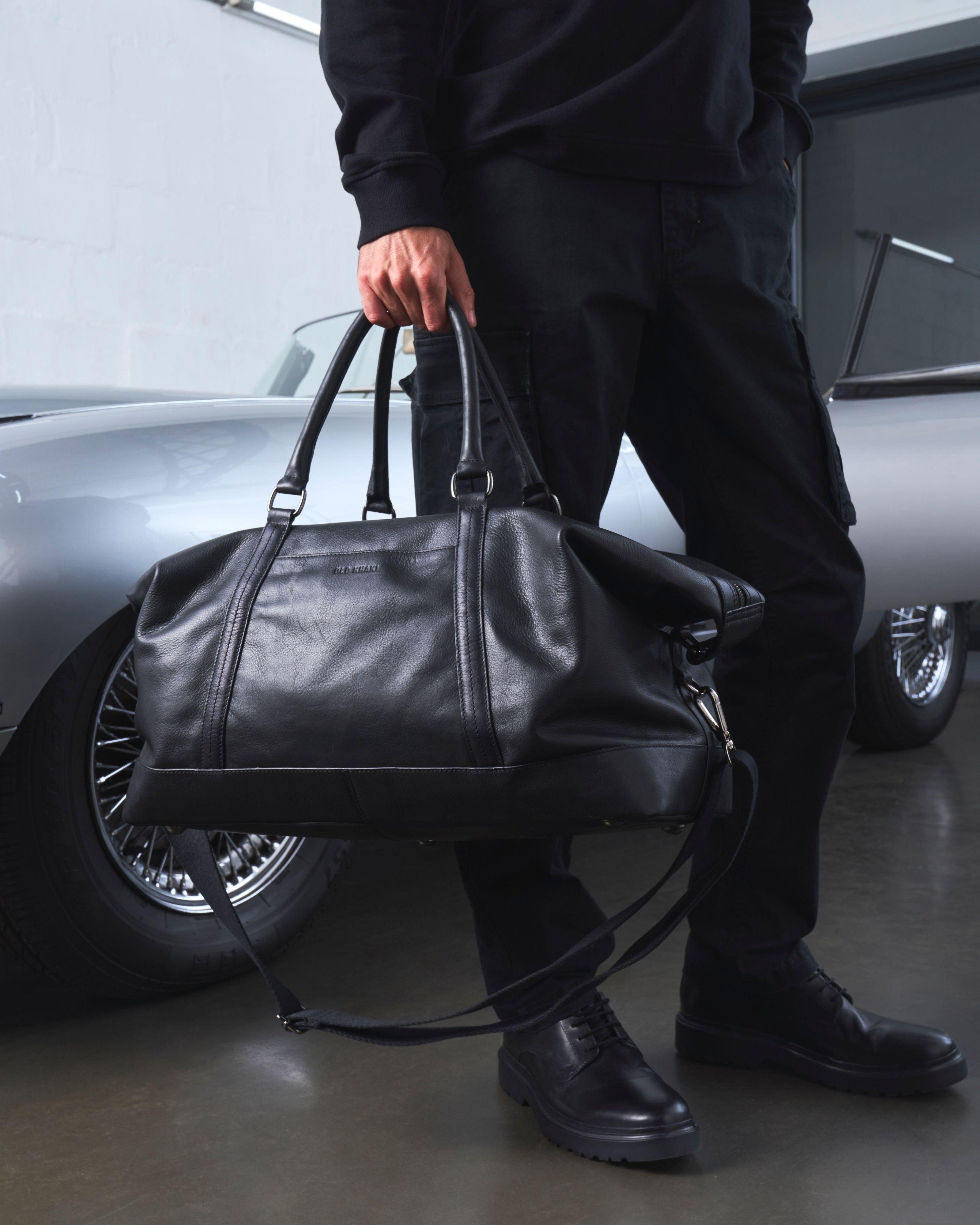 Unisex Rami Leather Weekender Bag -  Black