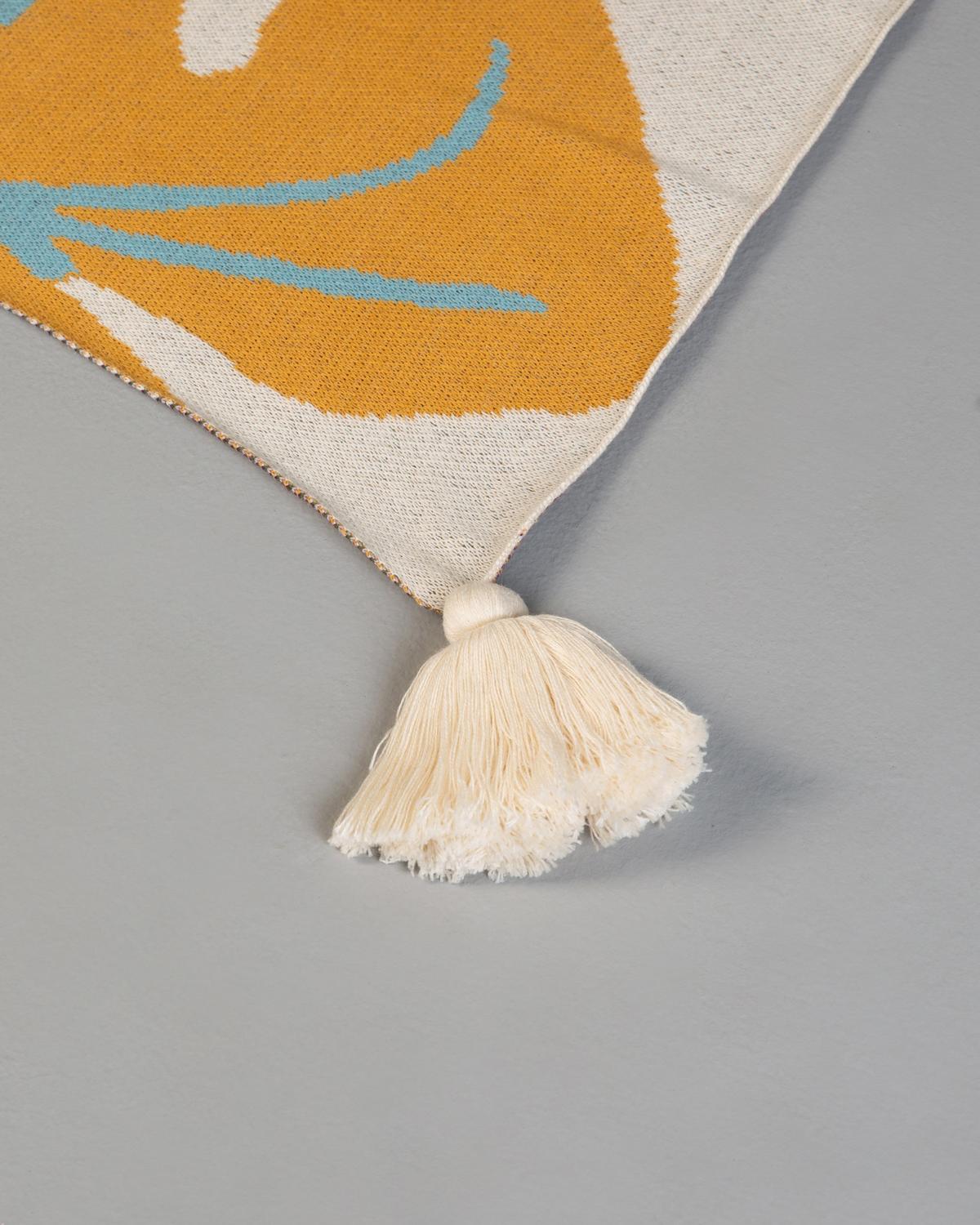 Charlotte Throw with Tassels  -  Blue