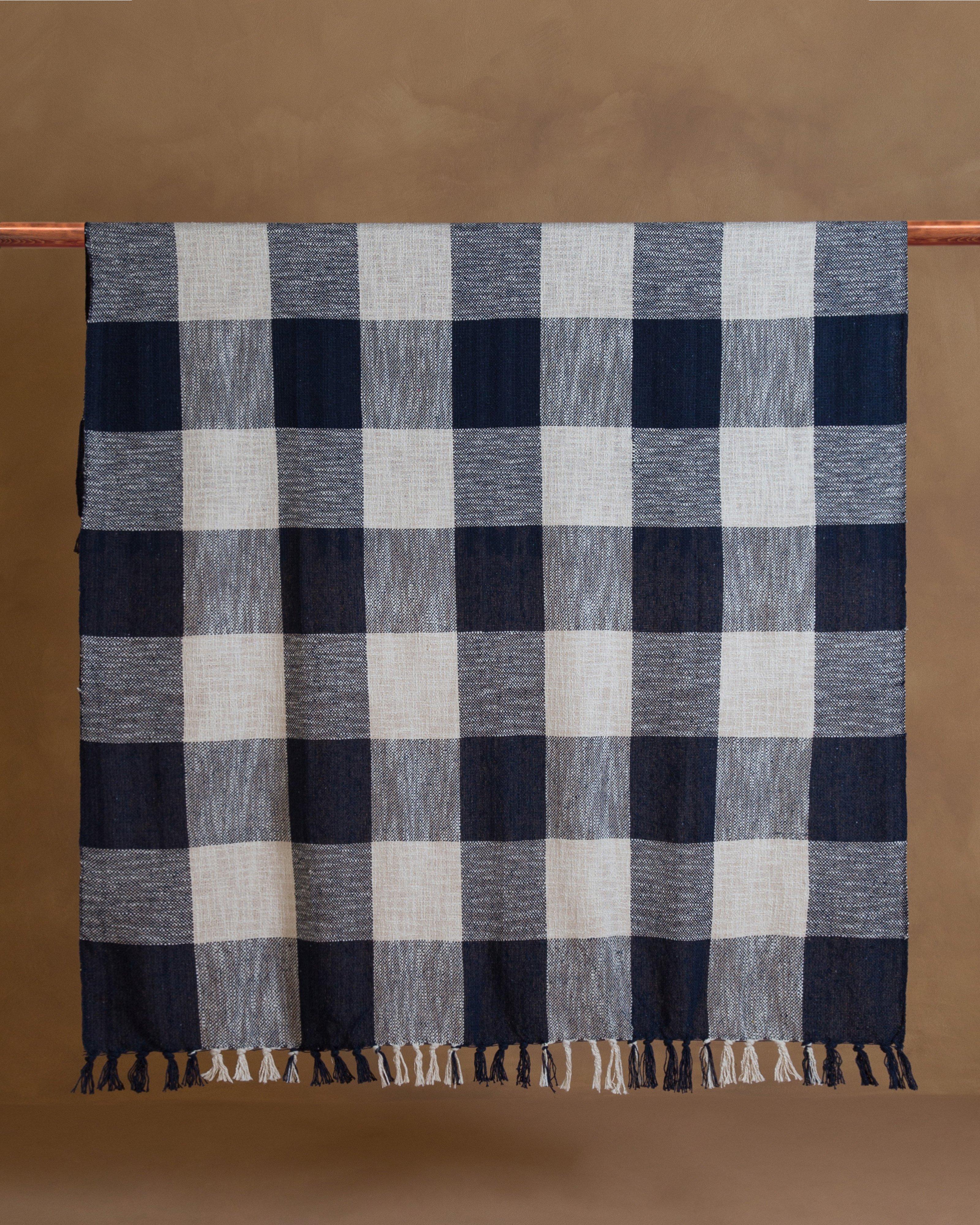 Picnic Blanket With Tassels -  Navy