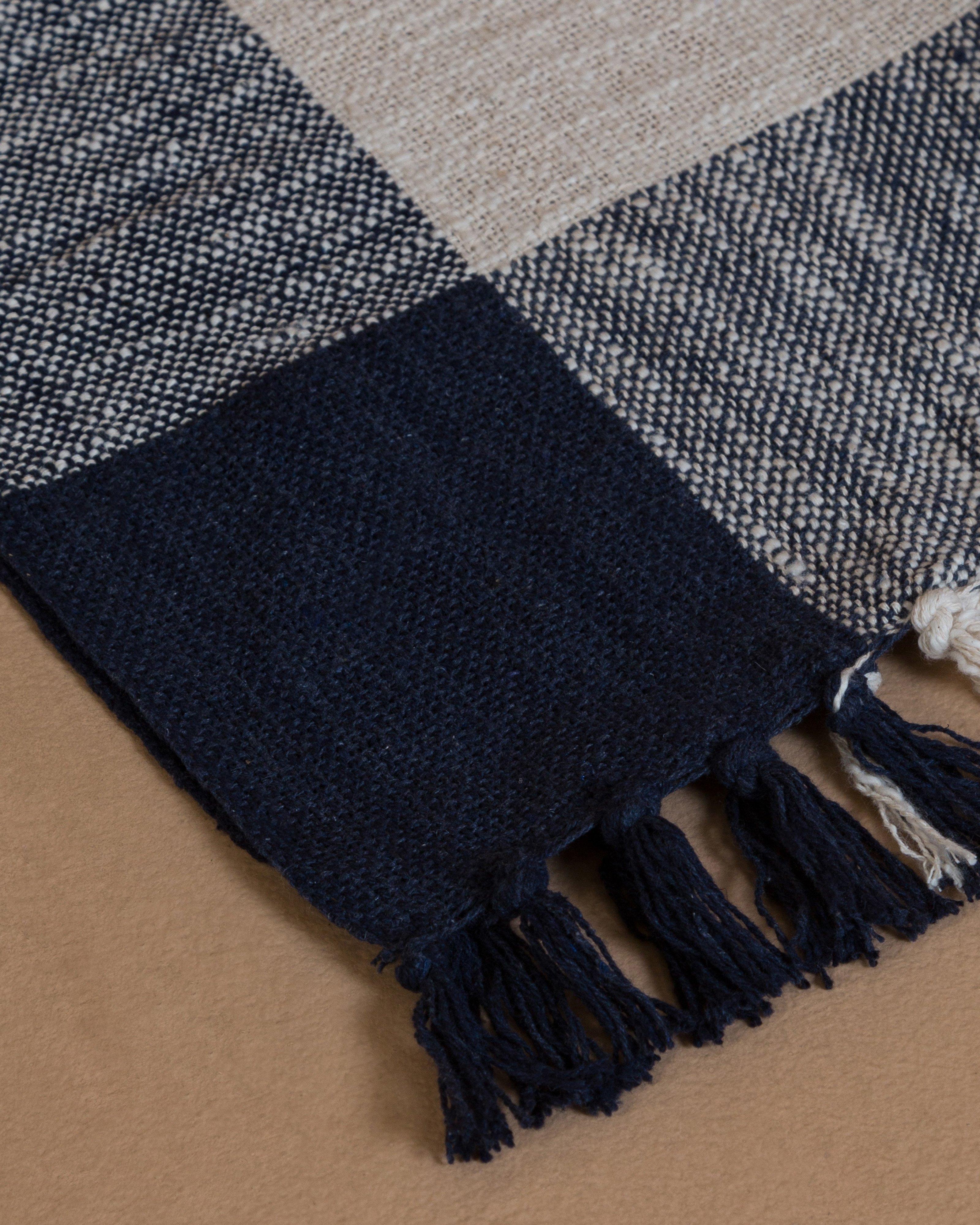 Picnic Blanket With Tassels -  Navy