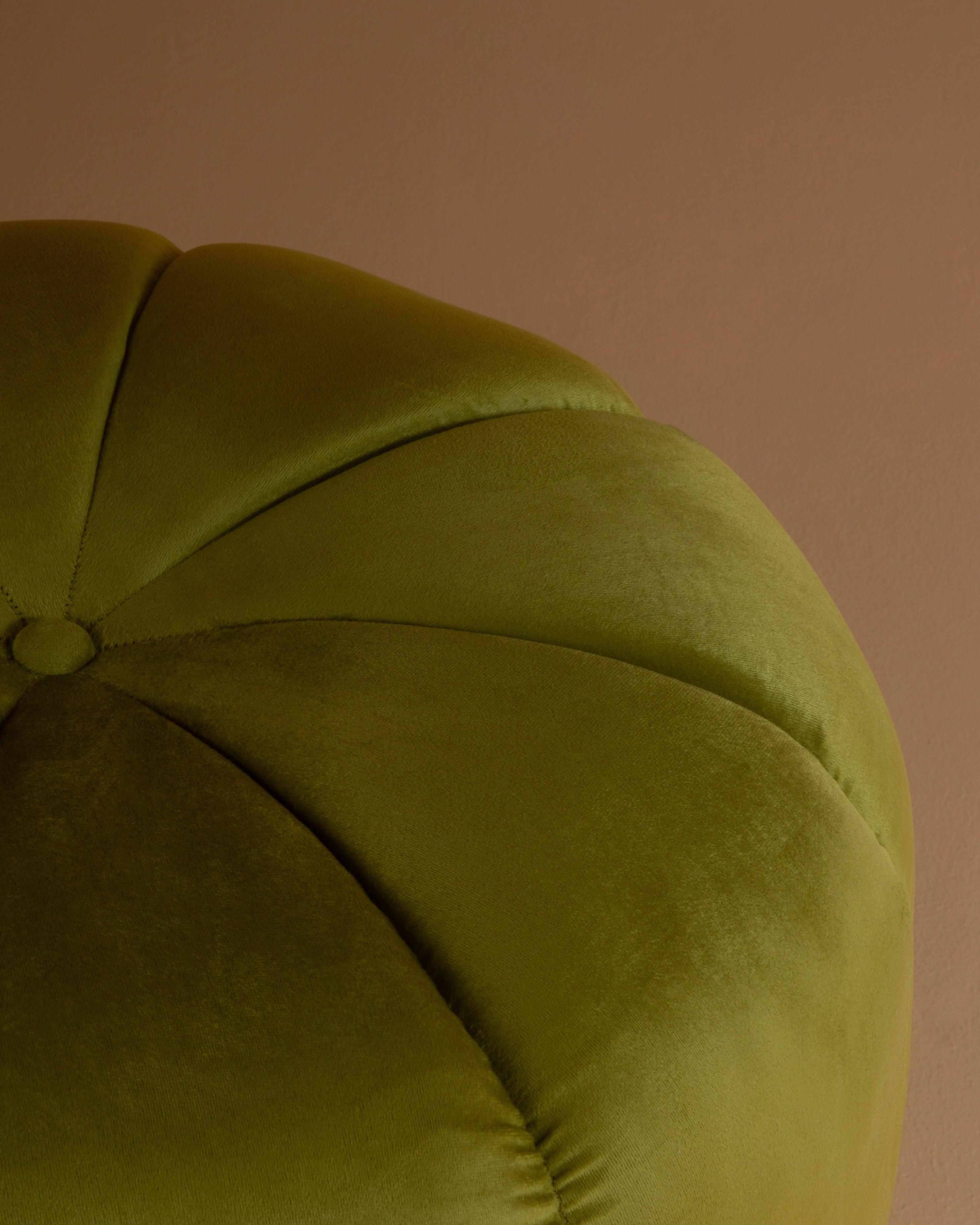 Bloom Velvet Ottoman -  Chartreuse