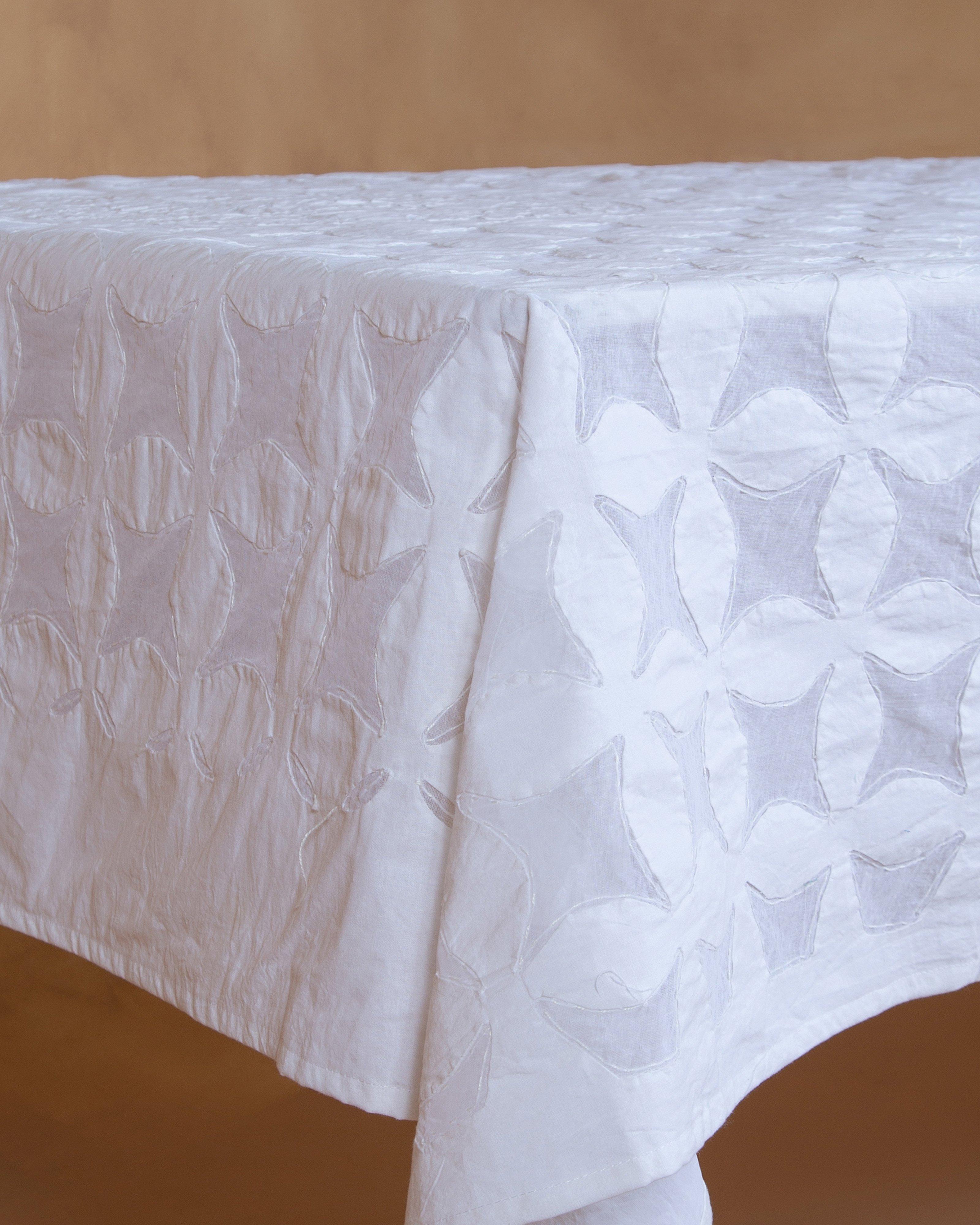 Applique Tablecloth -  White