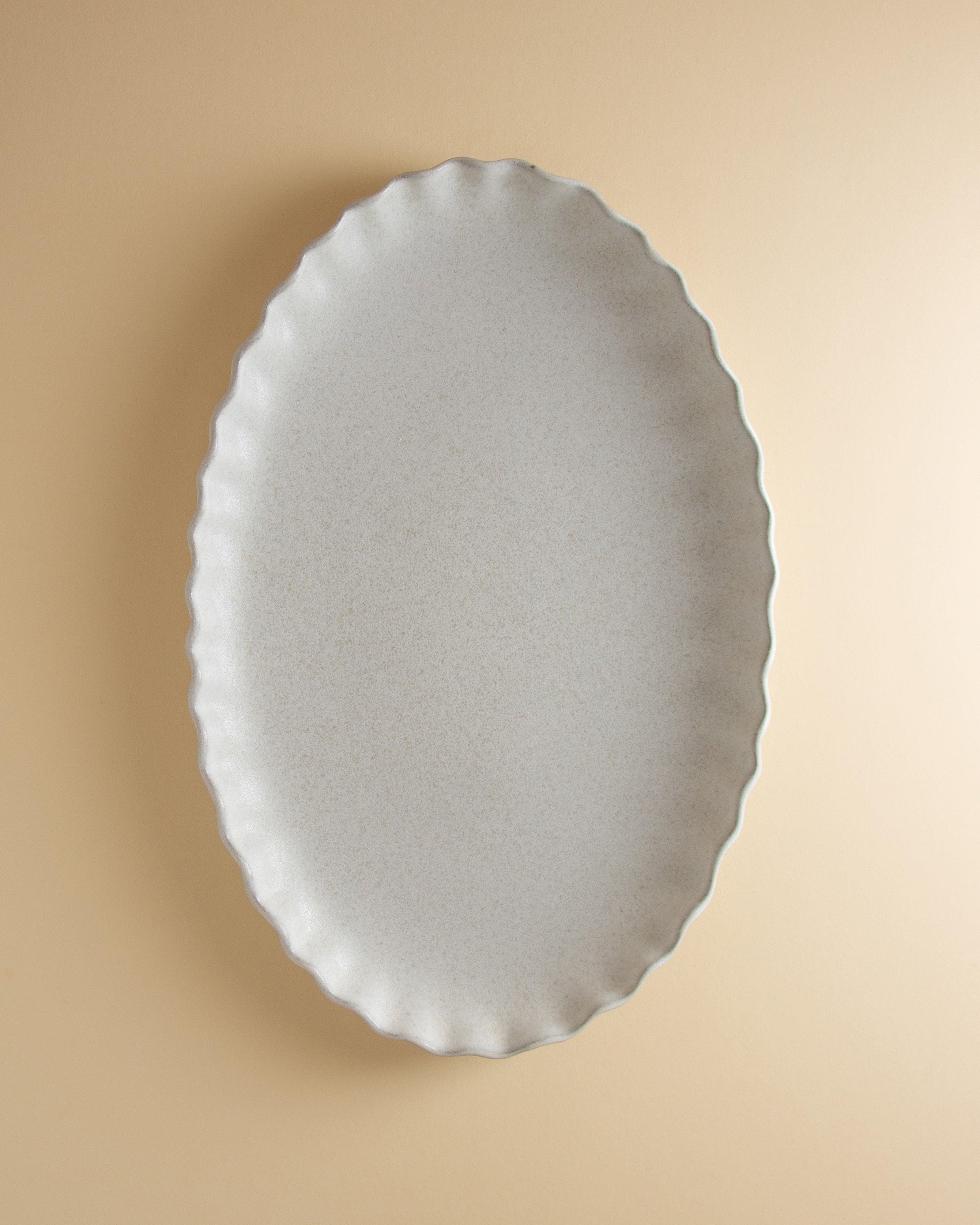 Ruffle Oval Platter -  Milk