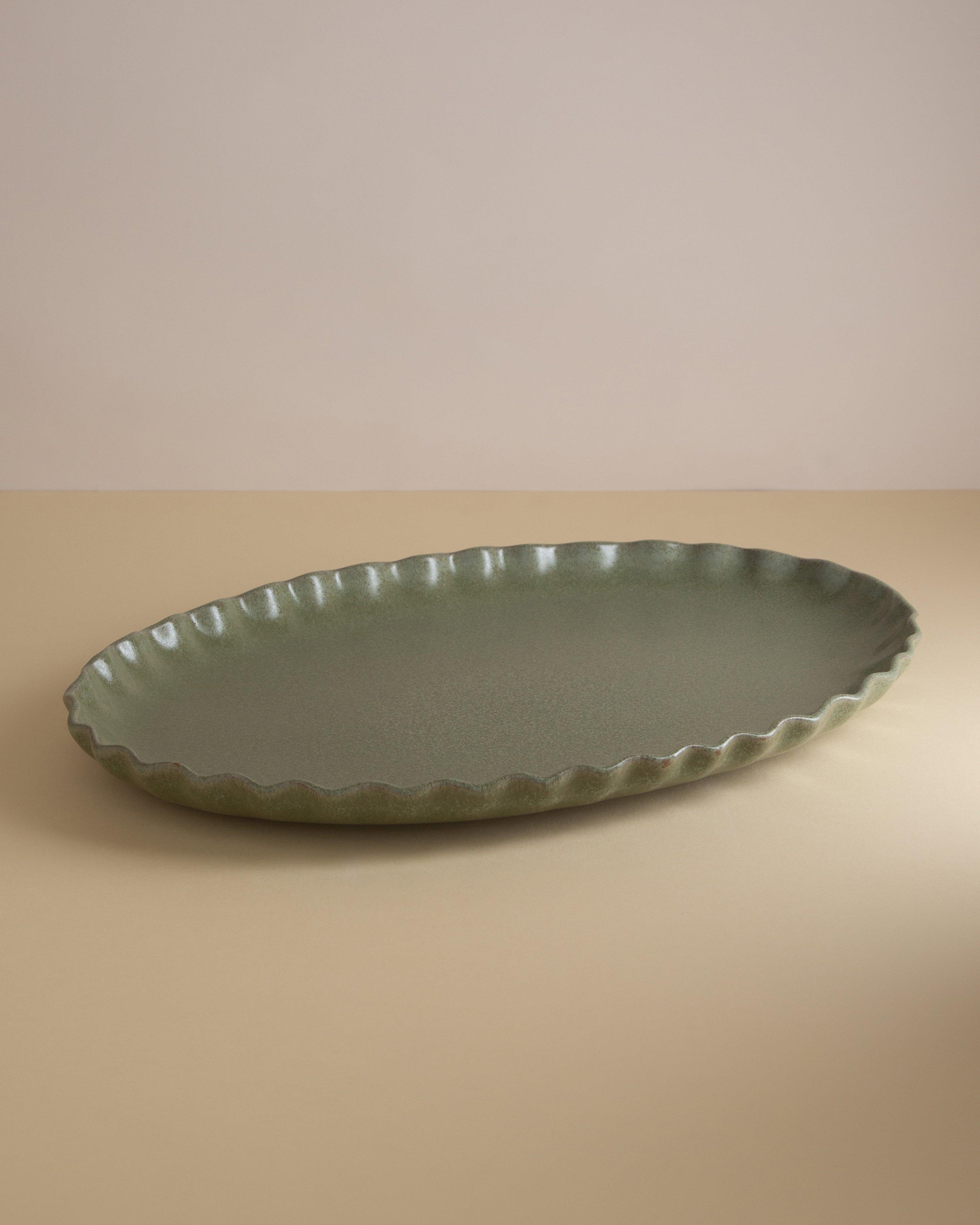 Ruffle Oval Platter -  Green