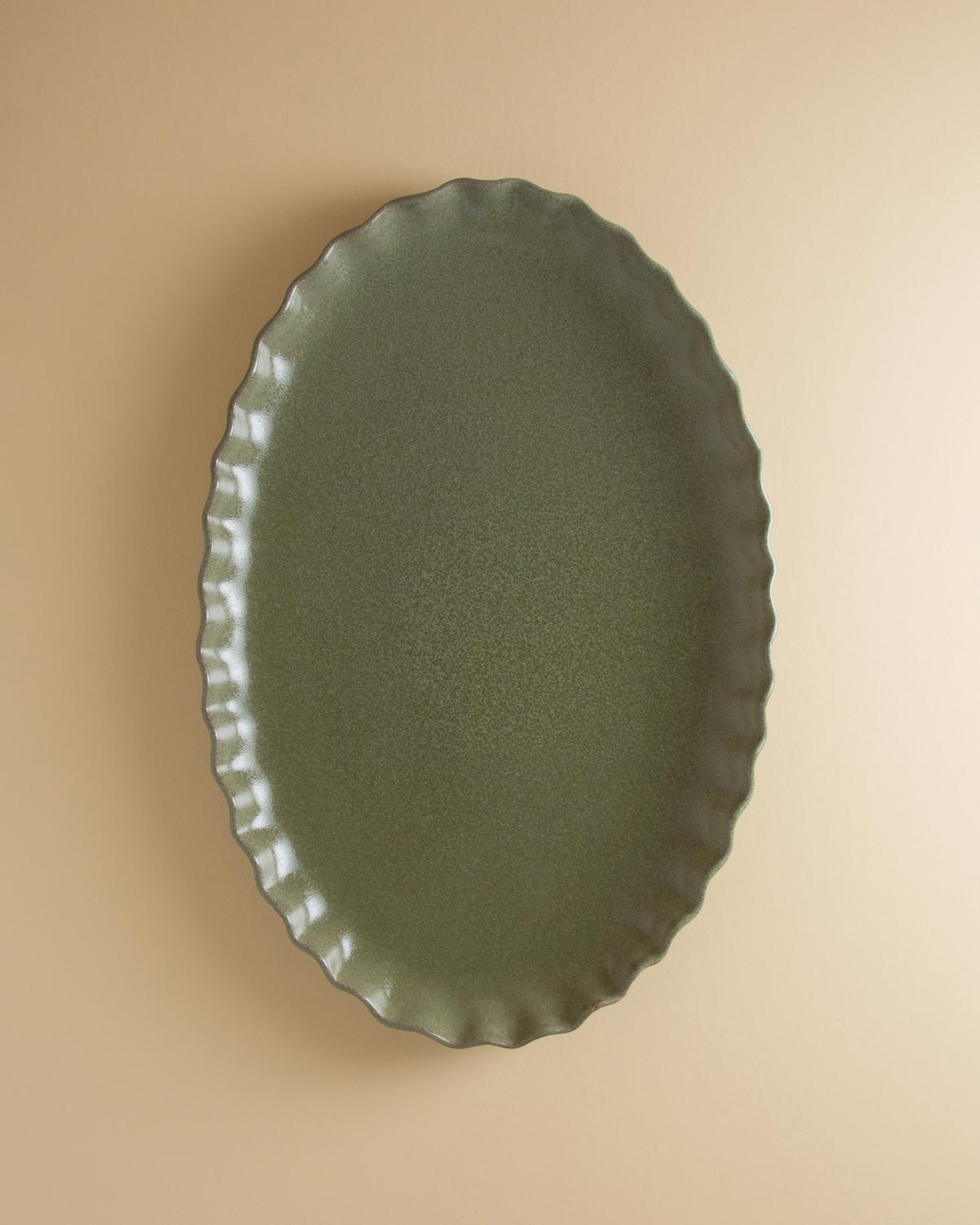 Ruffle Oval Platter -  Green