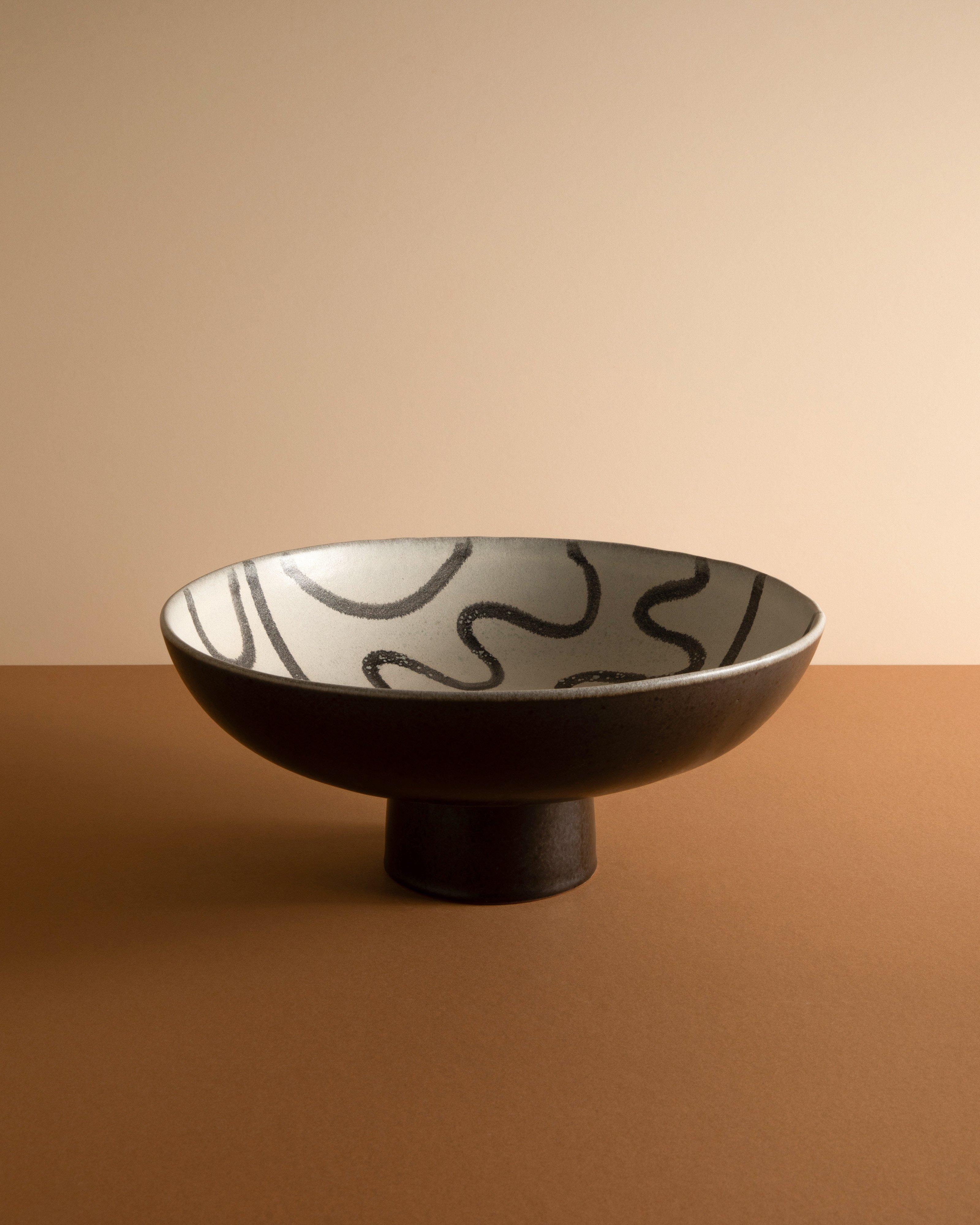 Monochromatic Large Footed Bowl -  Black