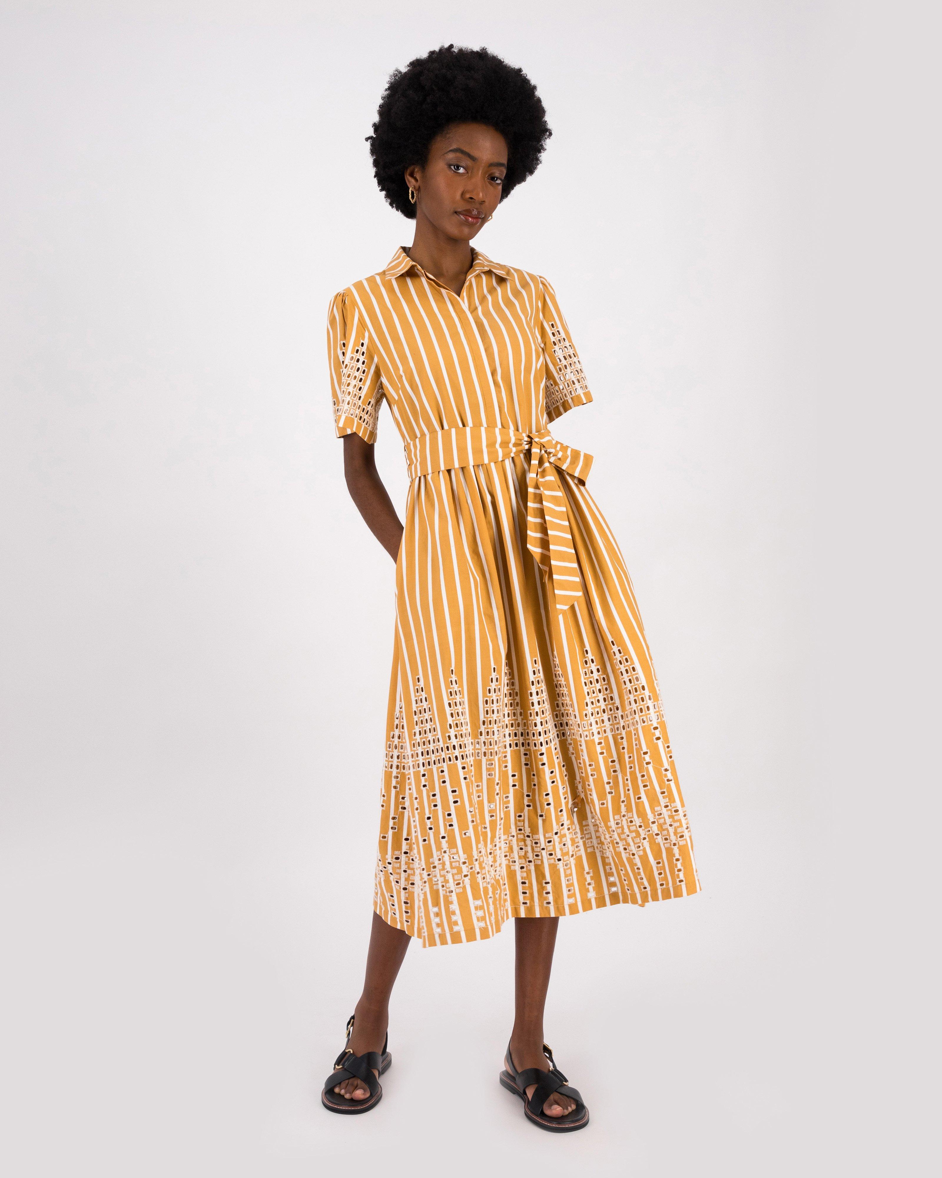 Lili Schiffli Maxi Dres -  Ochre