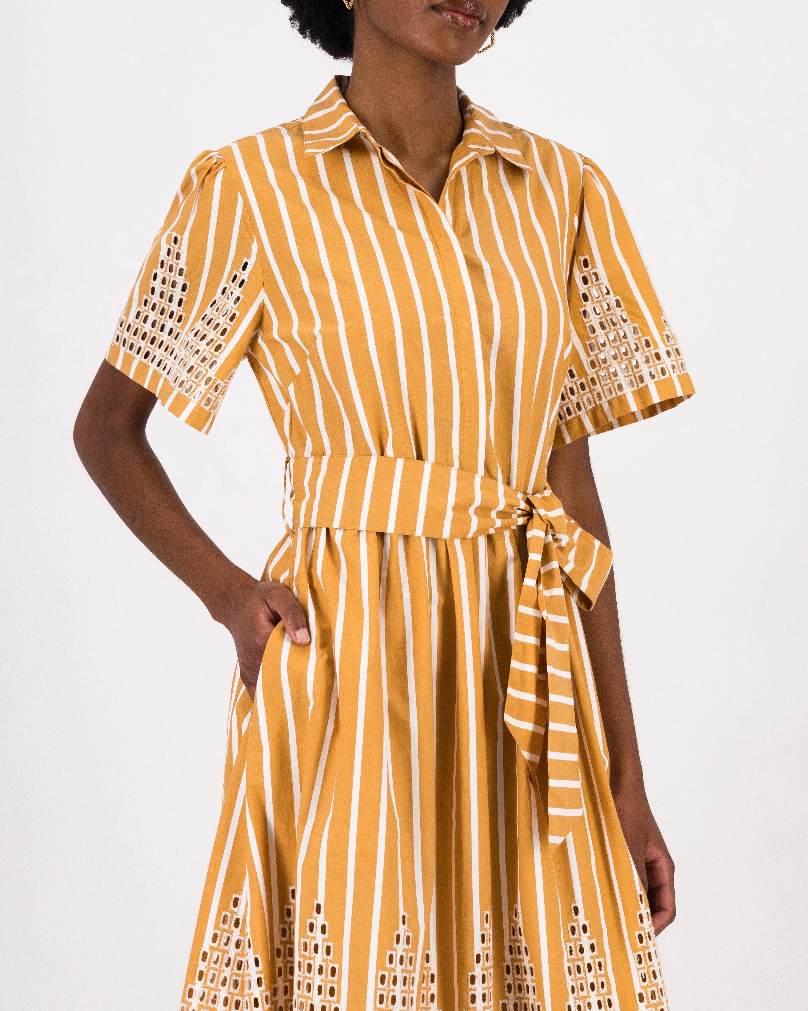 Lili Schiffli Maxi Dres -  Ochre