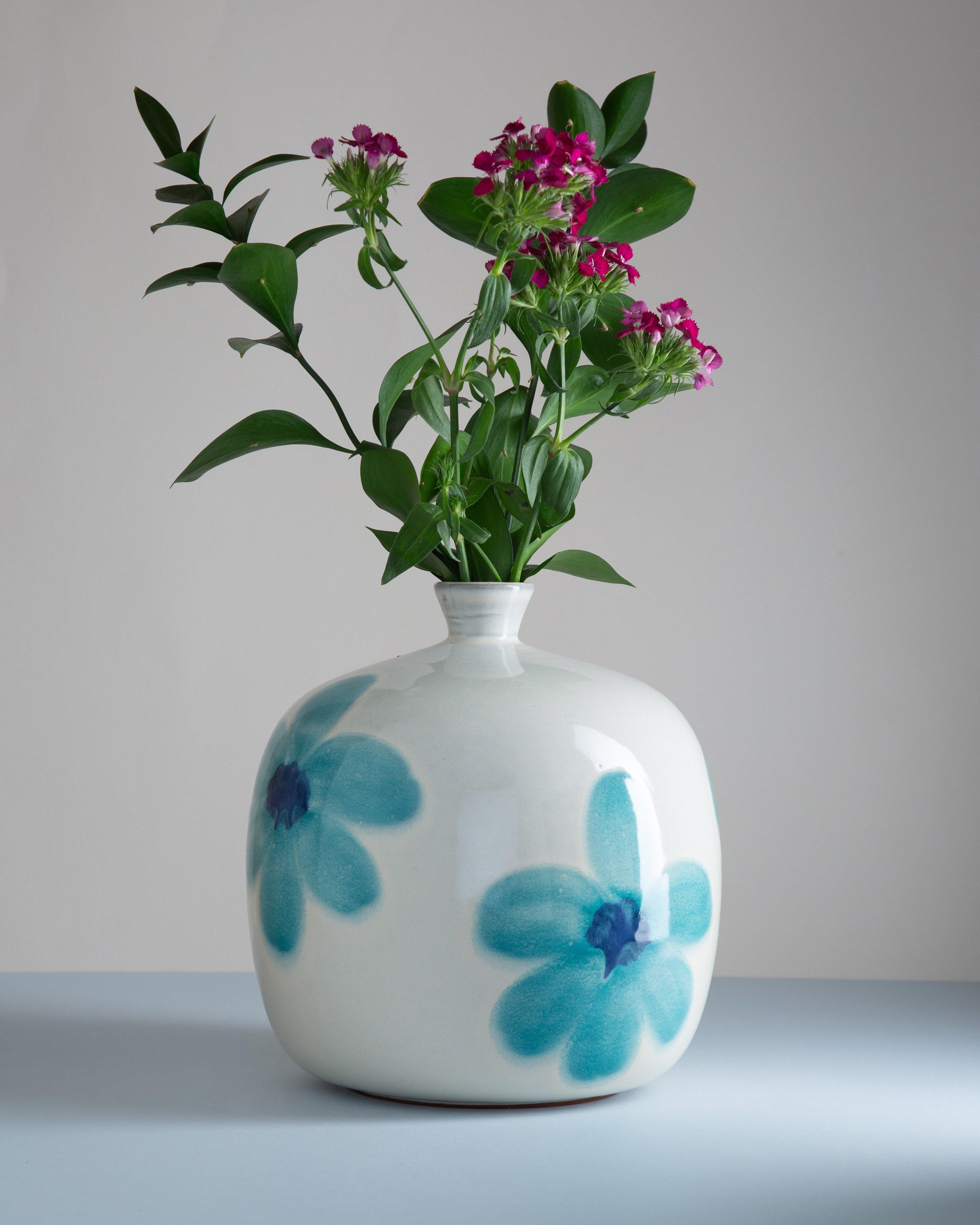 Flower Medium Vase -  Blue