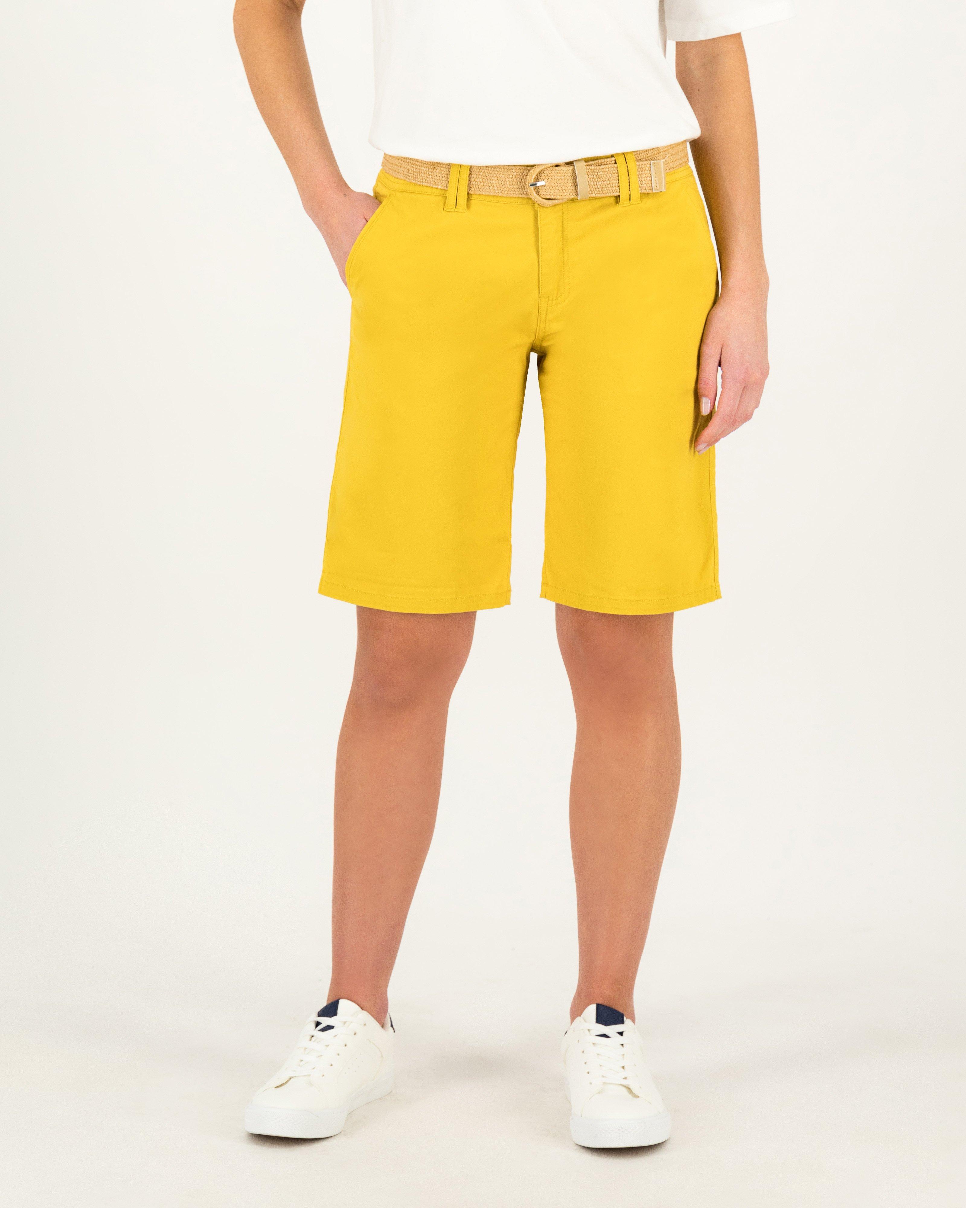 Women's Cate Belted Chino Shorts -  Ochre