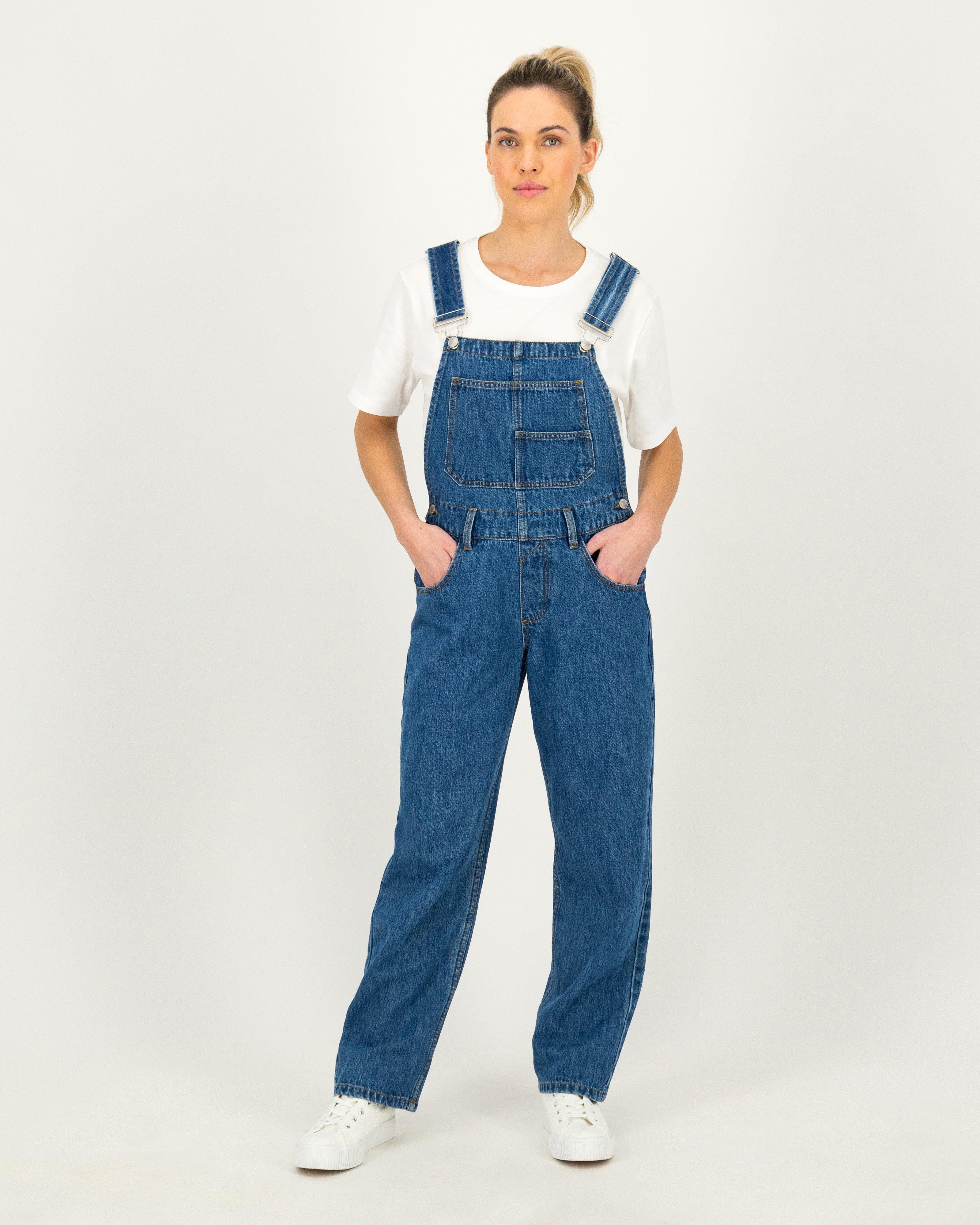 Women's Anais Denim Dungaree -  Mid Blue