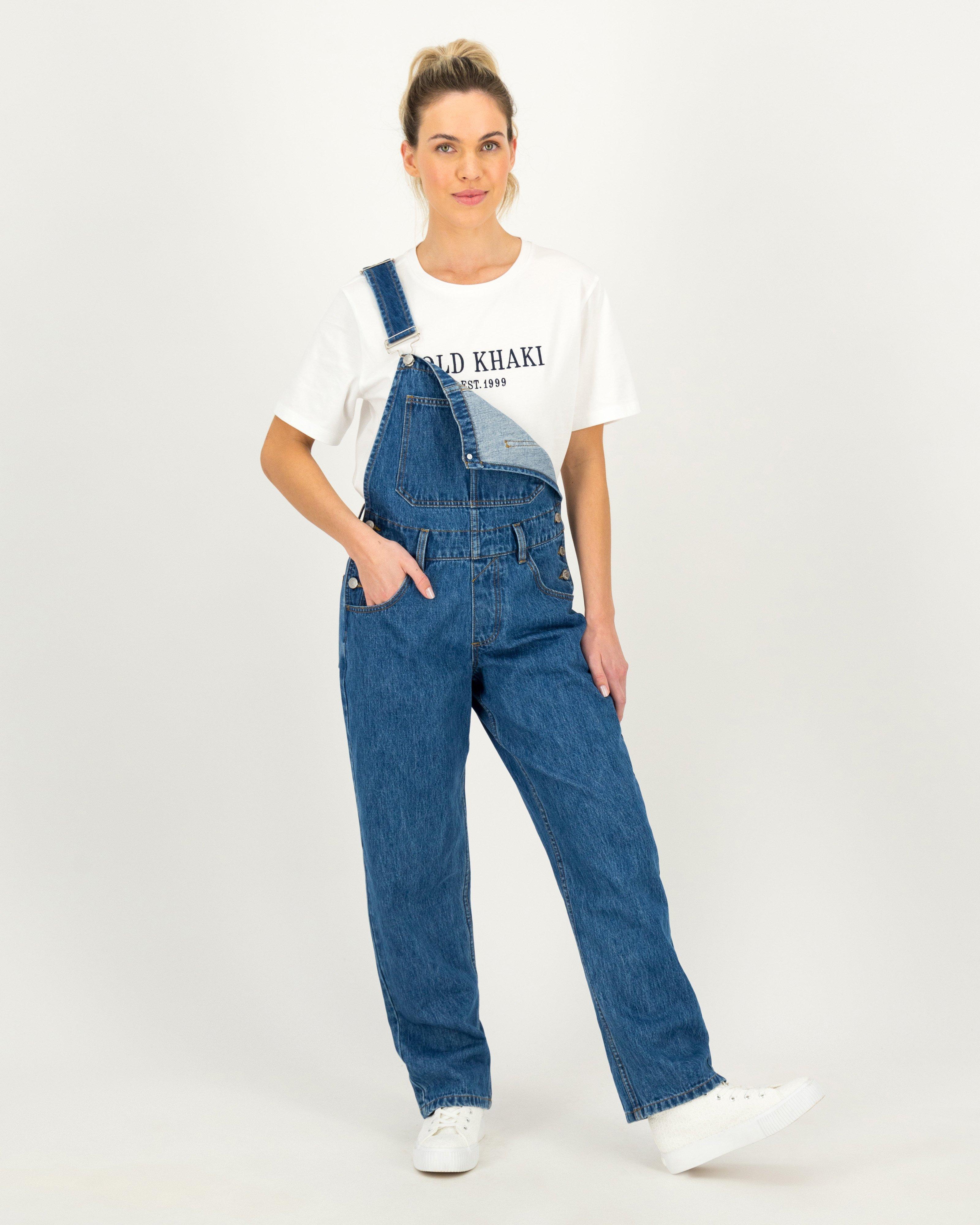 Women's Anais Denim Dungaree -  Mid Blue