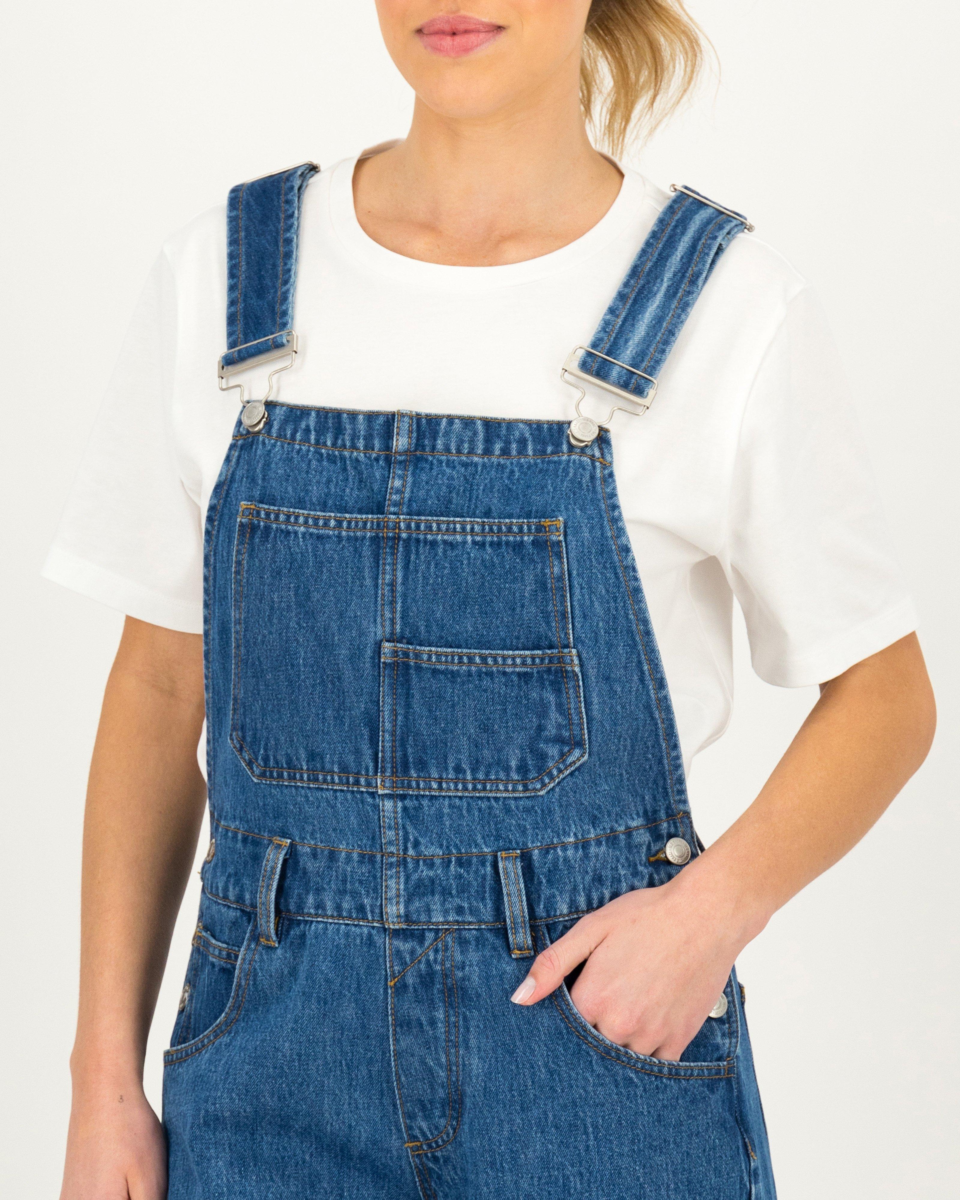 Women's Anais Denim Dungaree -  Mid Blue