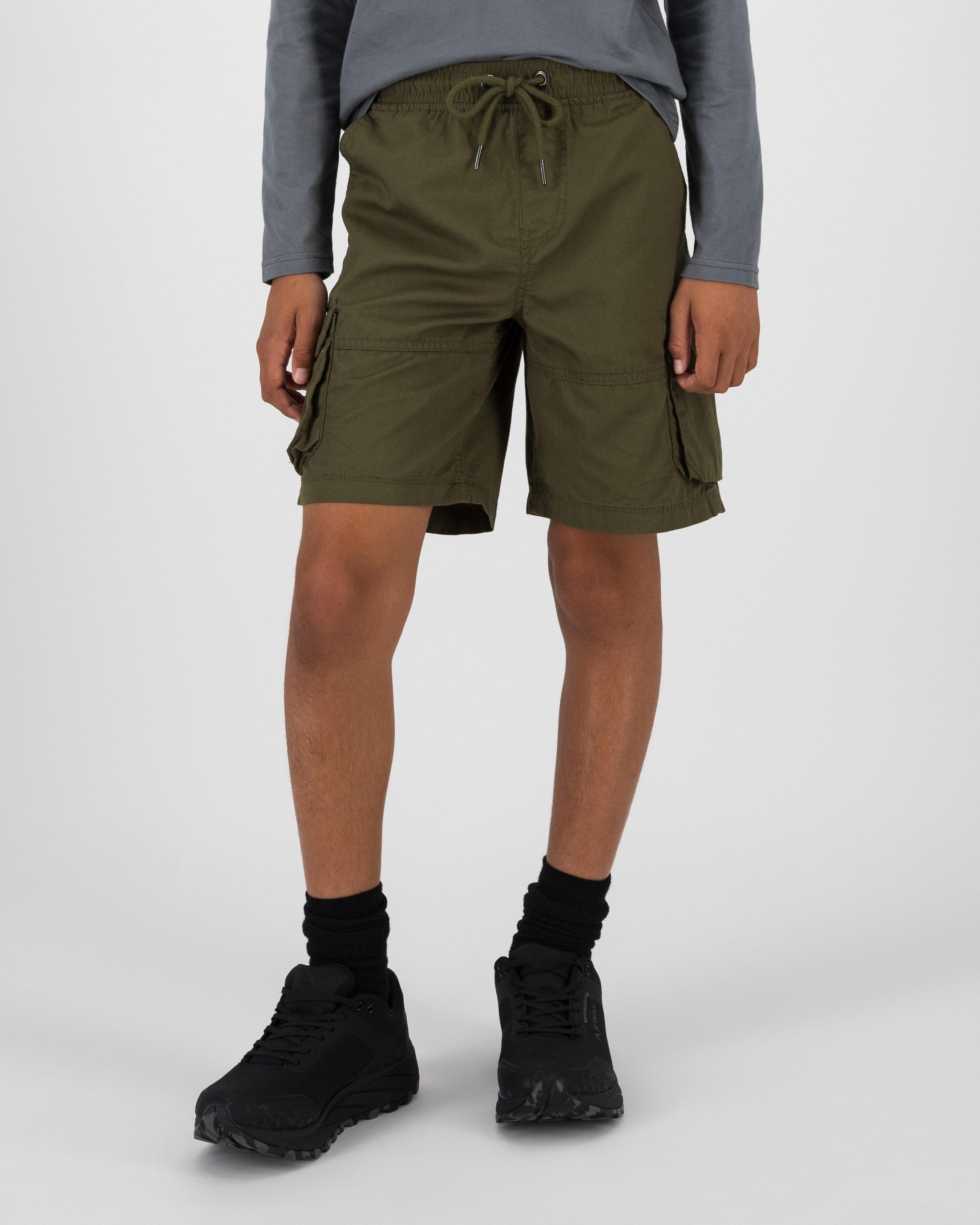 K-Way Youth Tech Cargo Shorts -  Olive