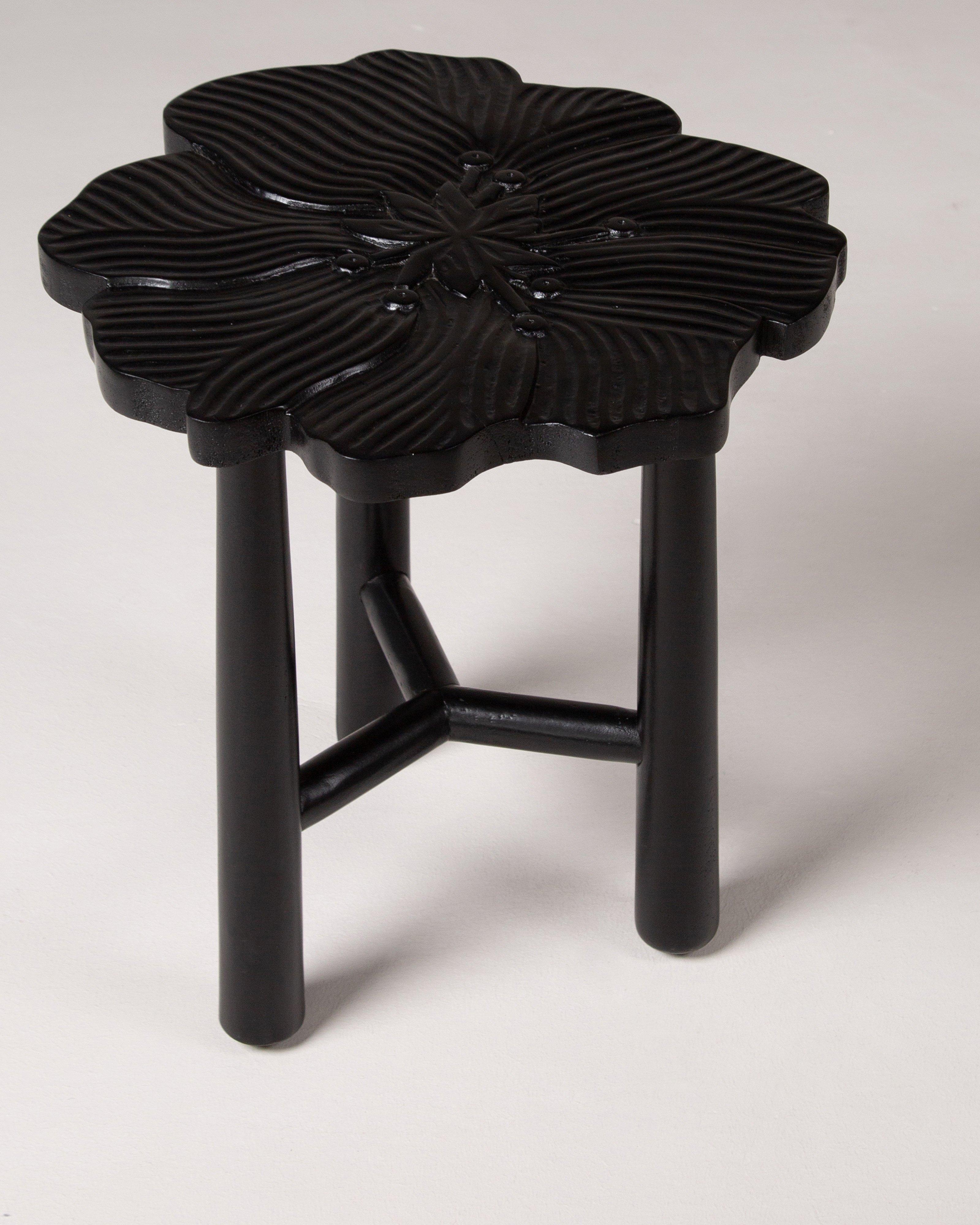 Mallika Floret Stool -  Black