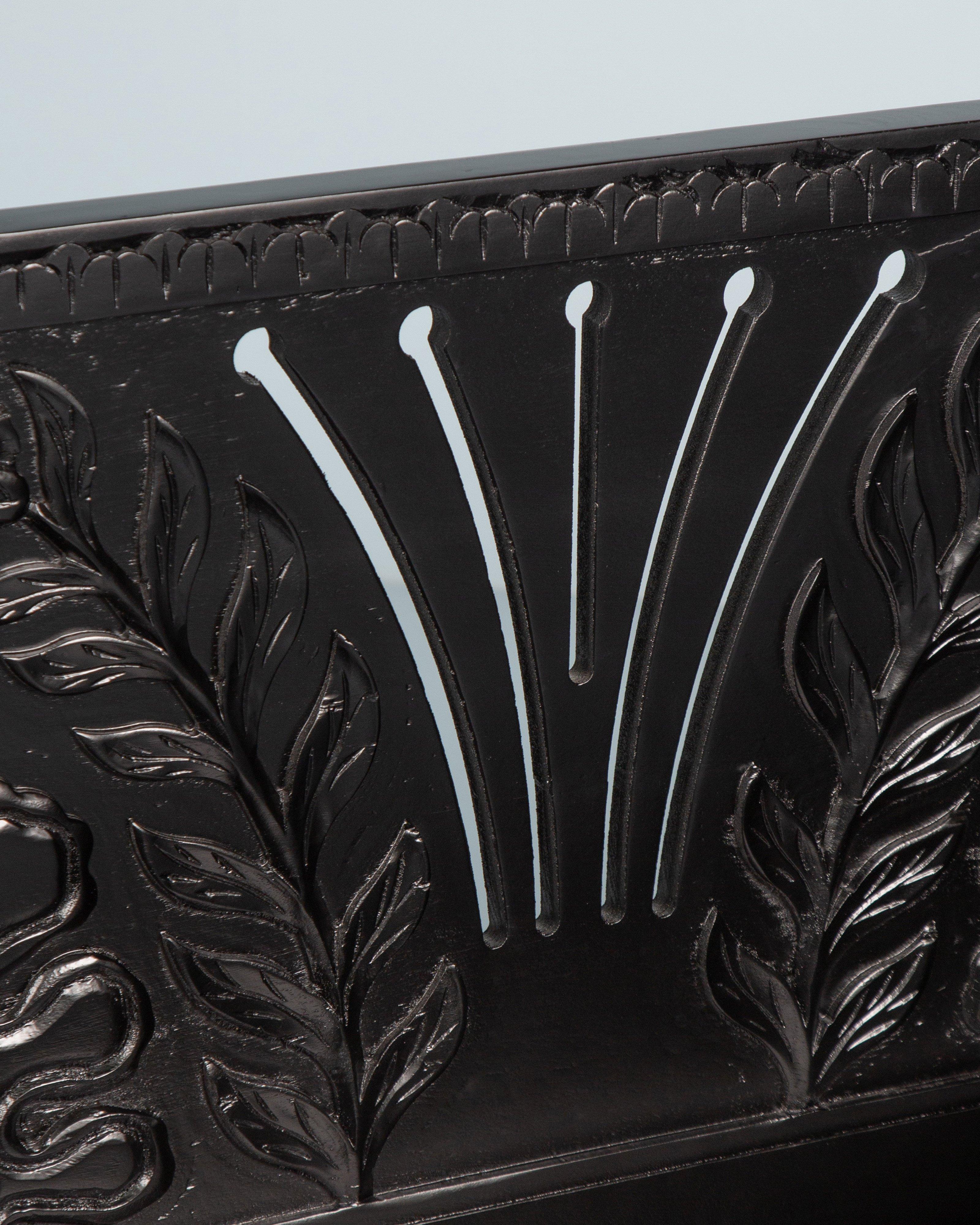 Mallika Hand Carved Bench -  Black