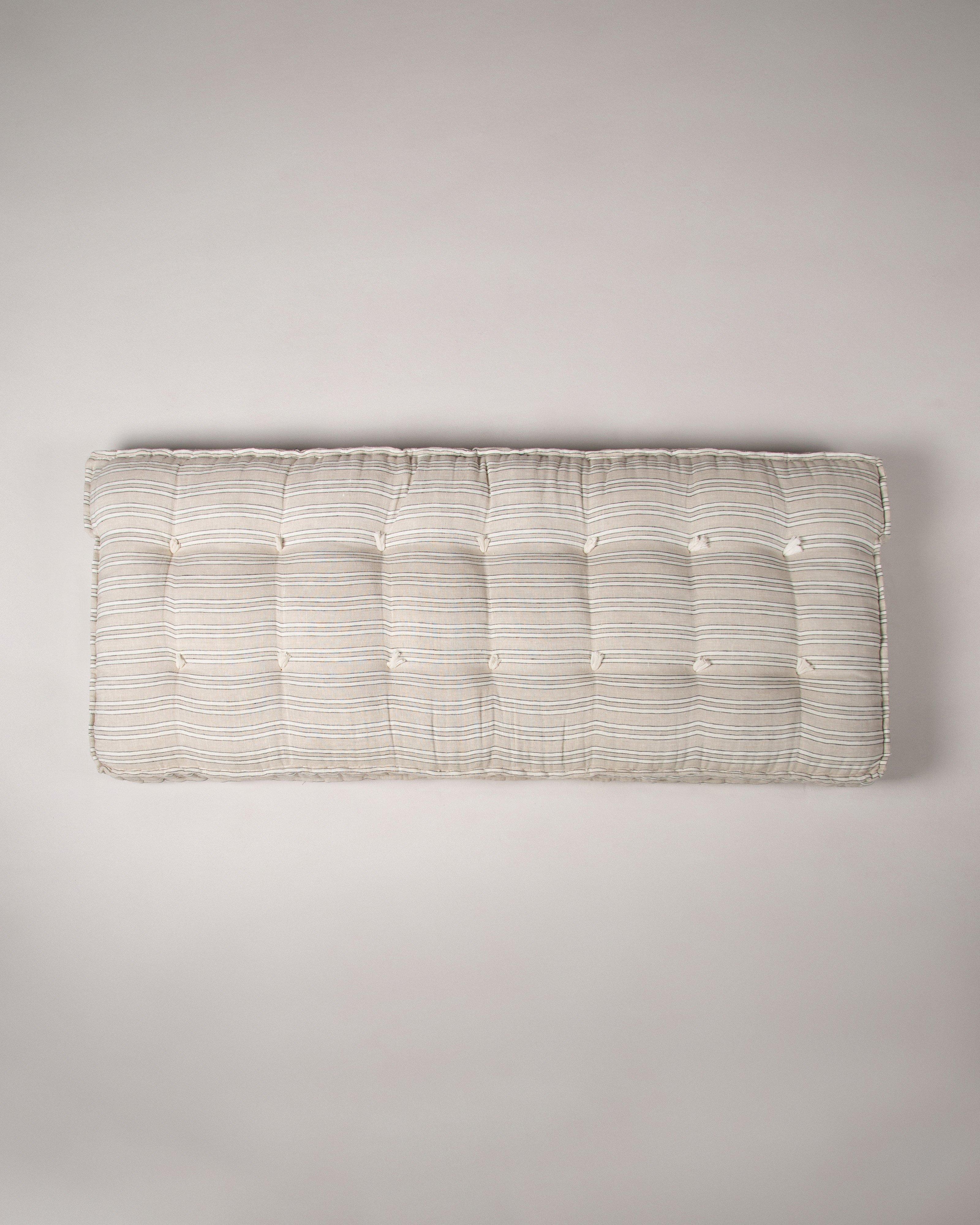 Striped Linen Medium Bench Cushion -  Oatmeal