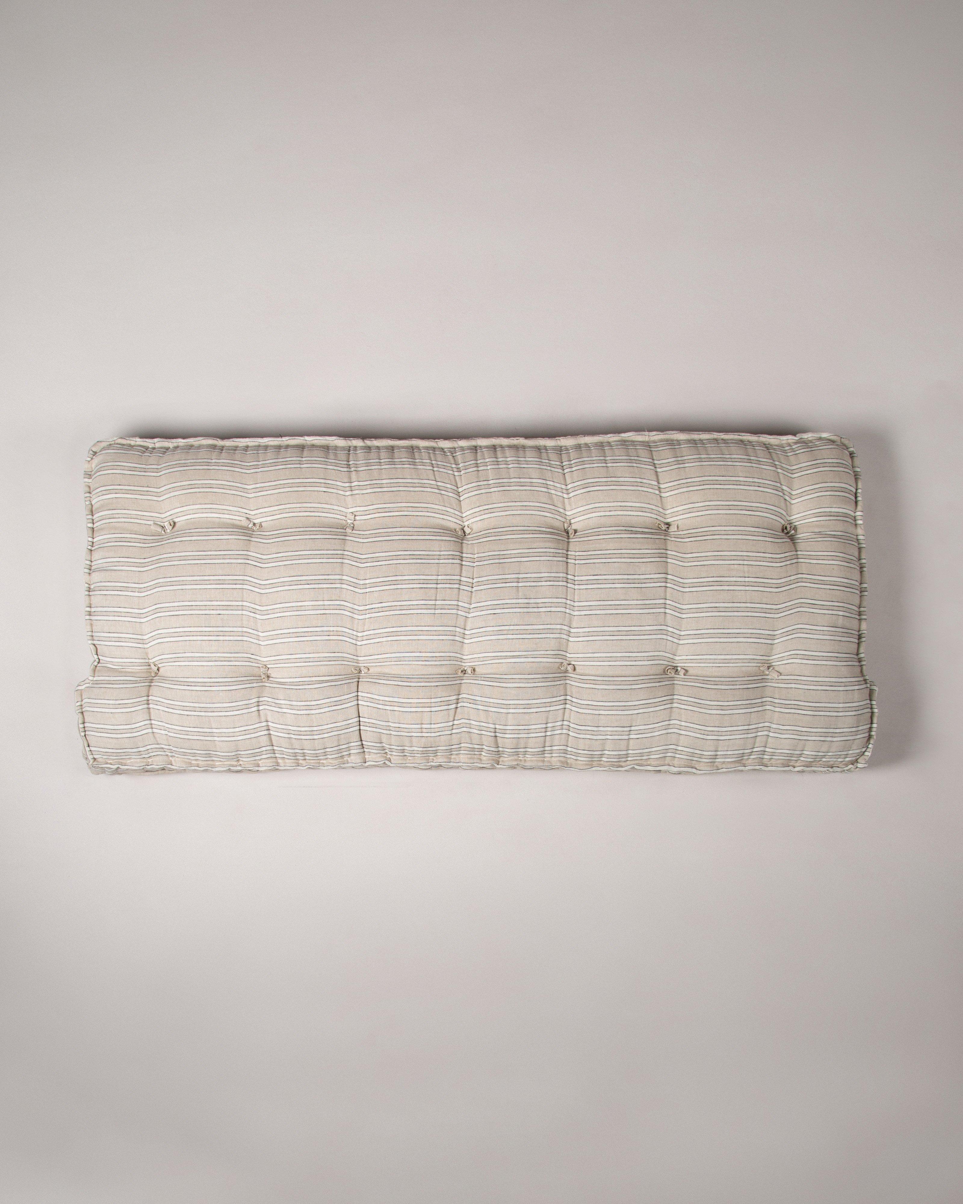 Striped Linen Medium Bench Cushion -  Oatmeal