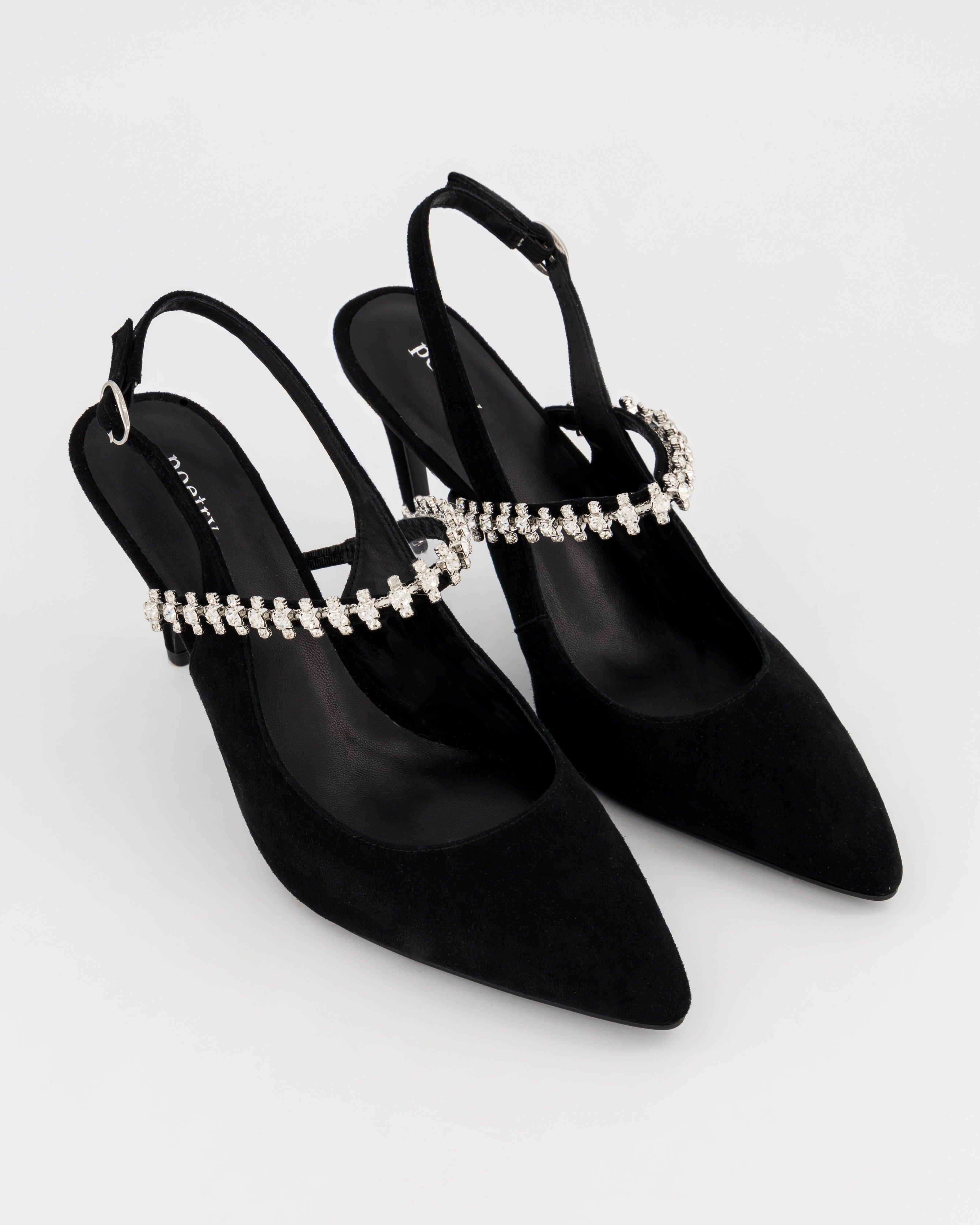 Harlow Bling Suede Heel -  Black