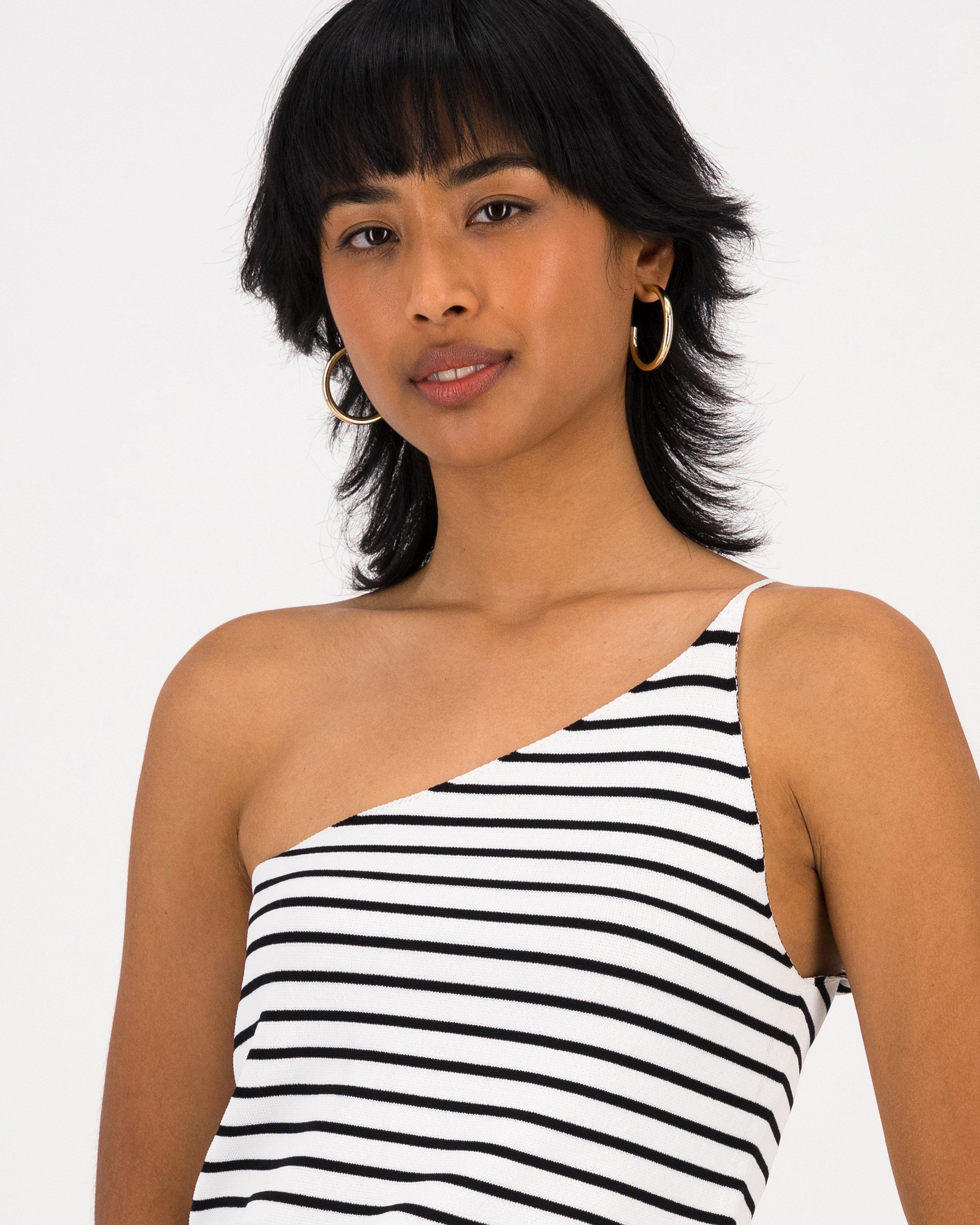 Hattie One-Shoulder Tank Top -  Black