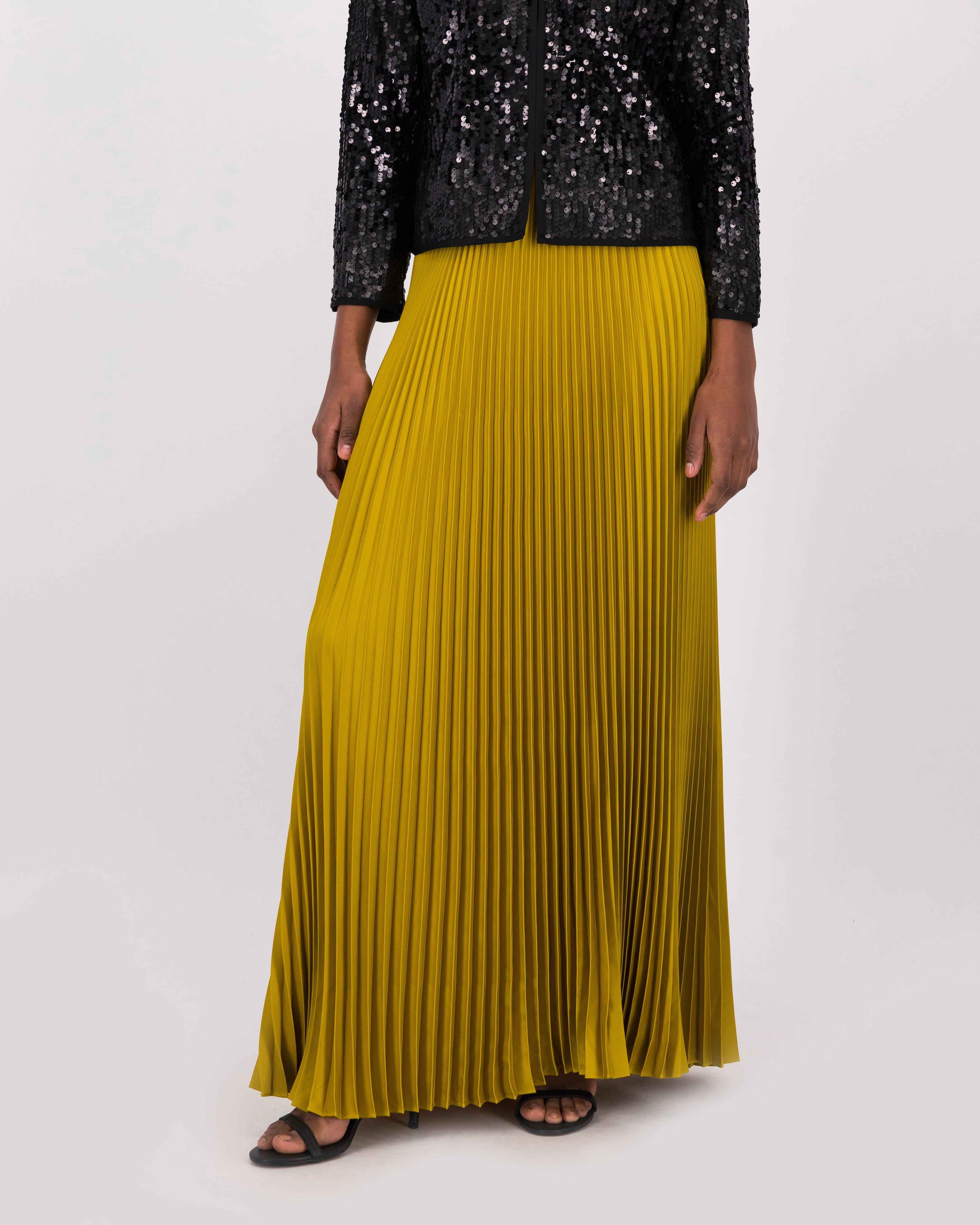 Pleated maxi skirt outlet yellow