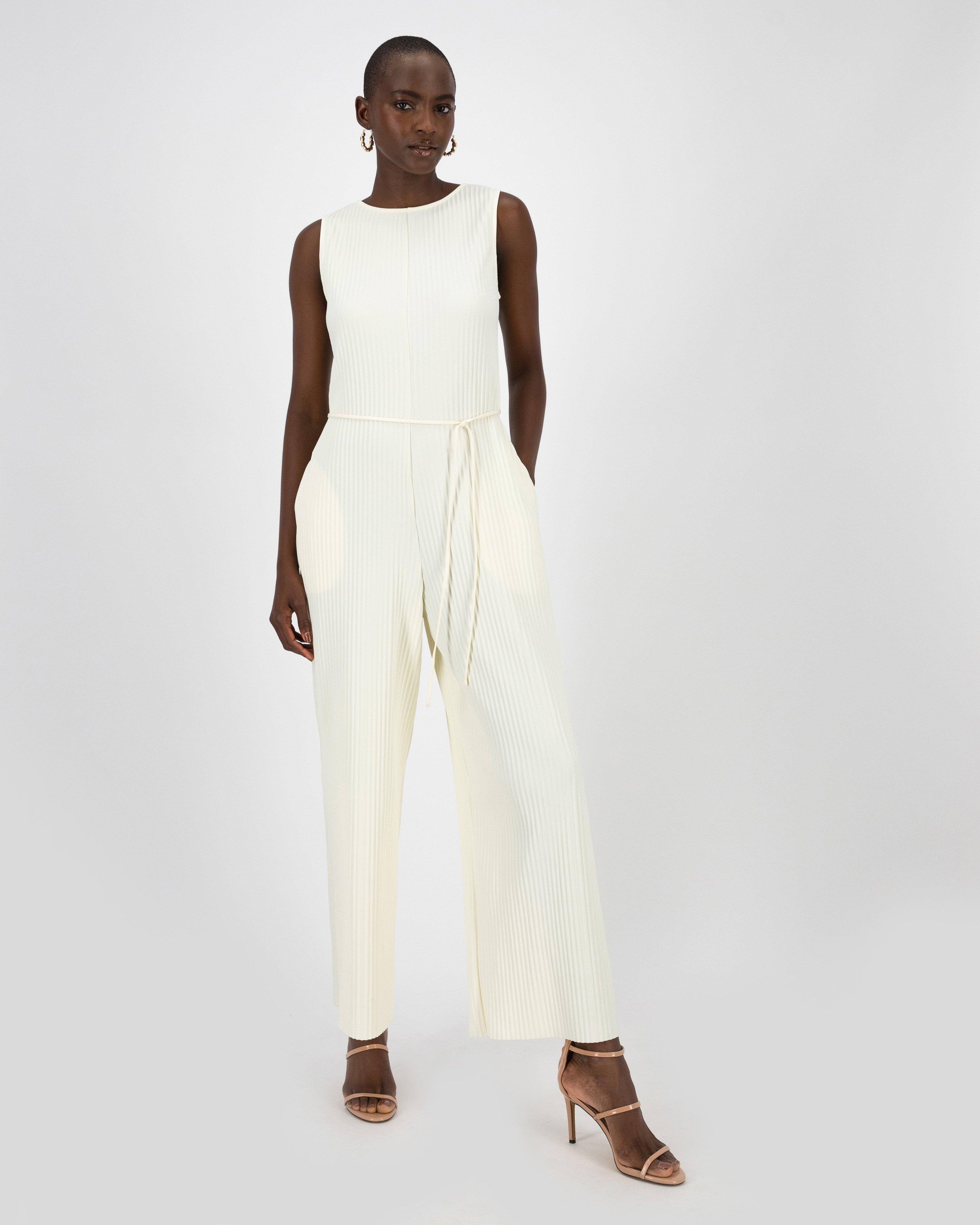 Stephany Plisse Jumpsuit -  Milk