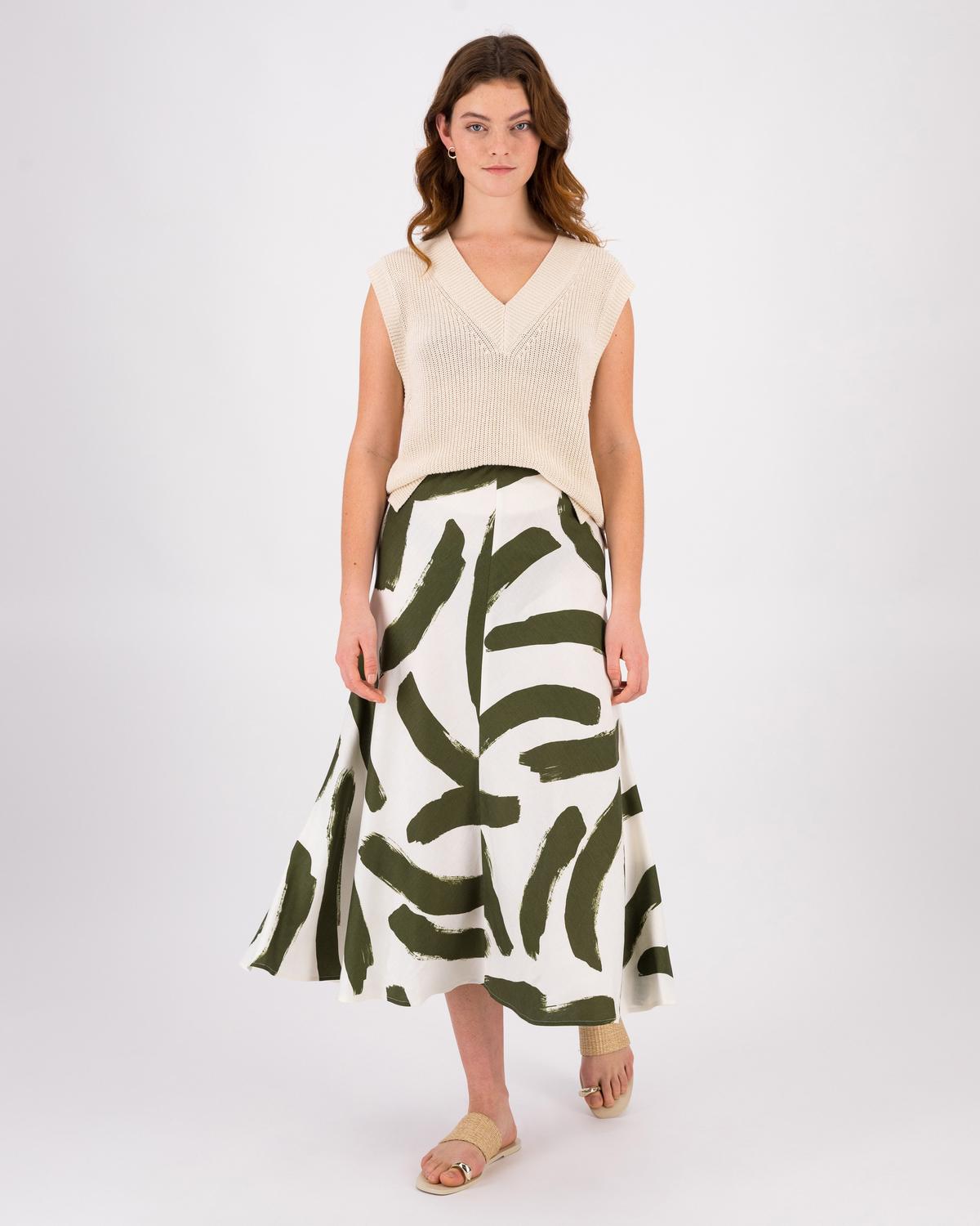 Makena Printed Skirt -  Green