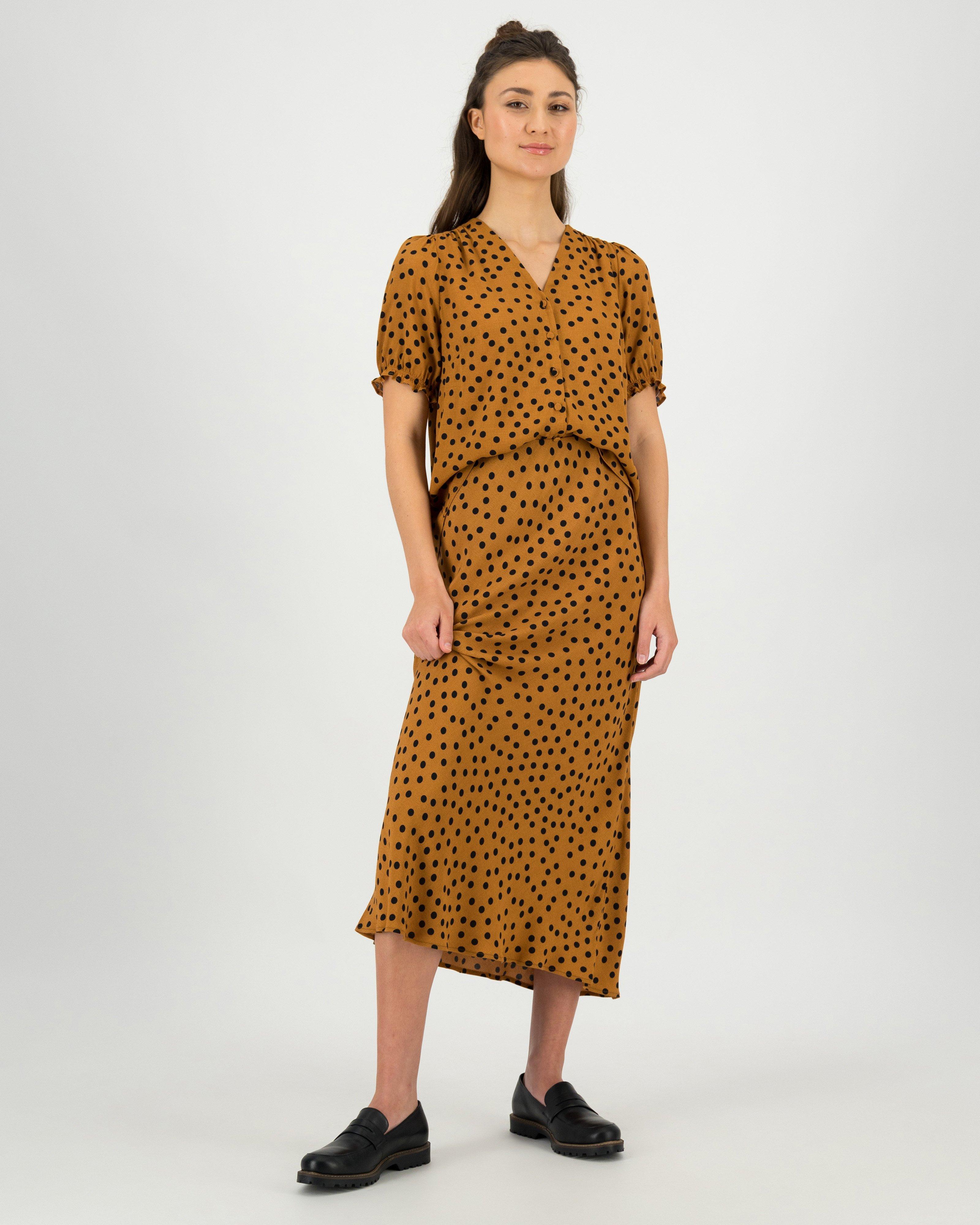 Khaki polka outlet dot skirt