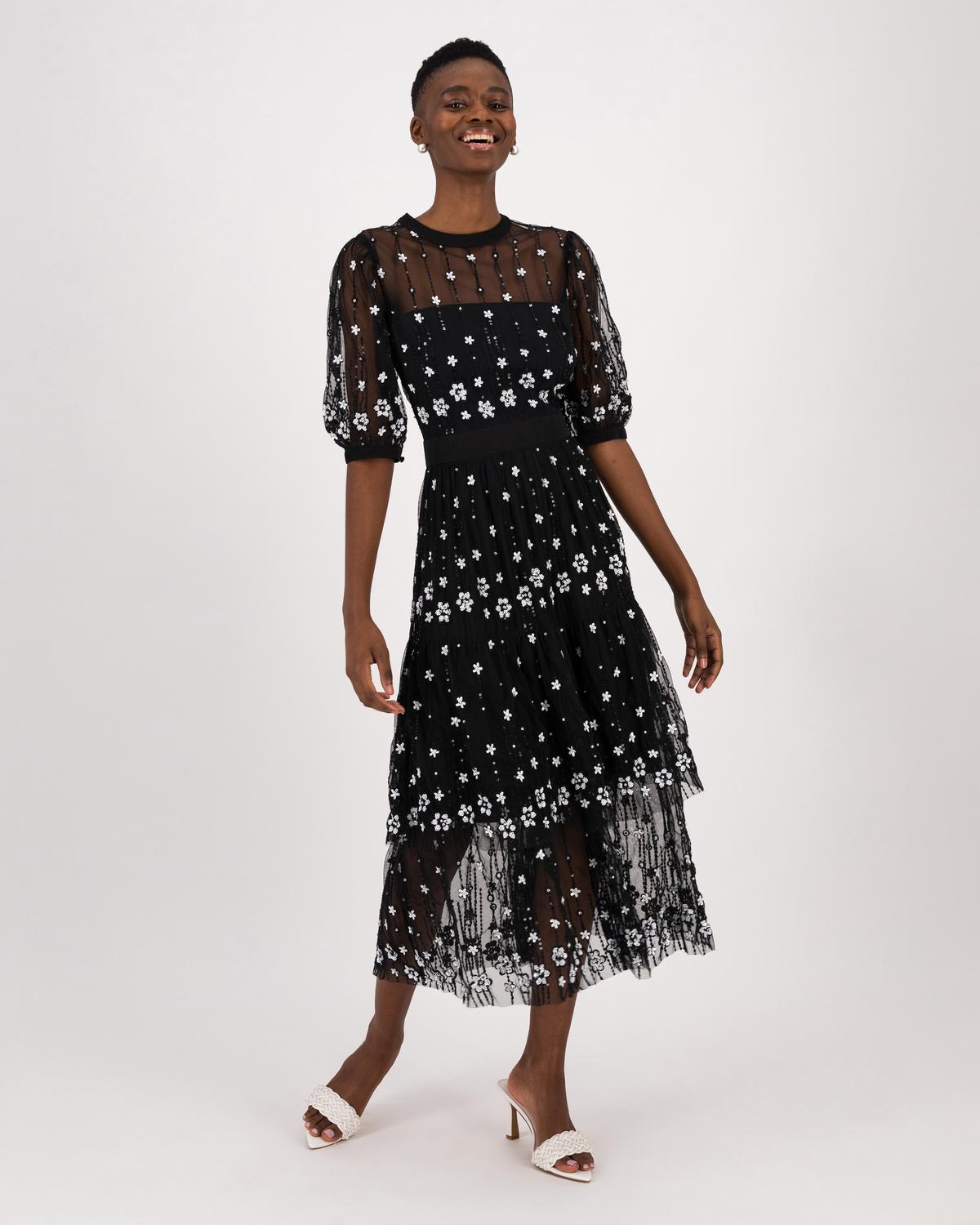 Rizzo Embellished Dress -  Black