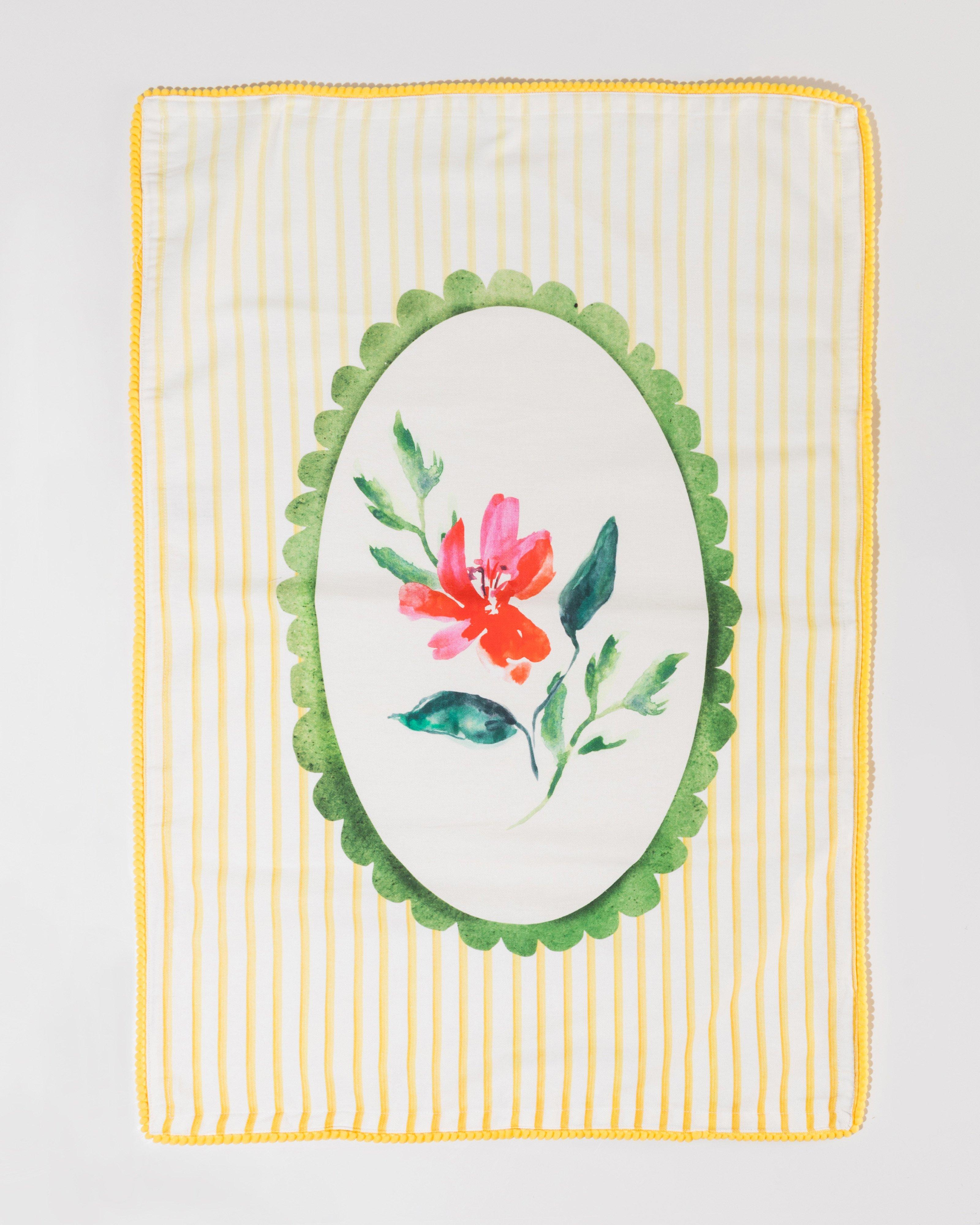 Oval Framed Floral Tea Towel -  Assorted