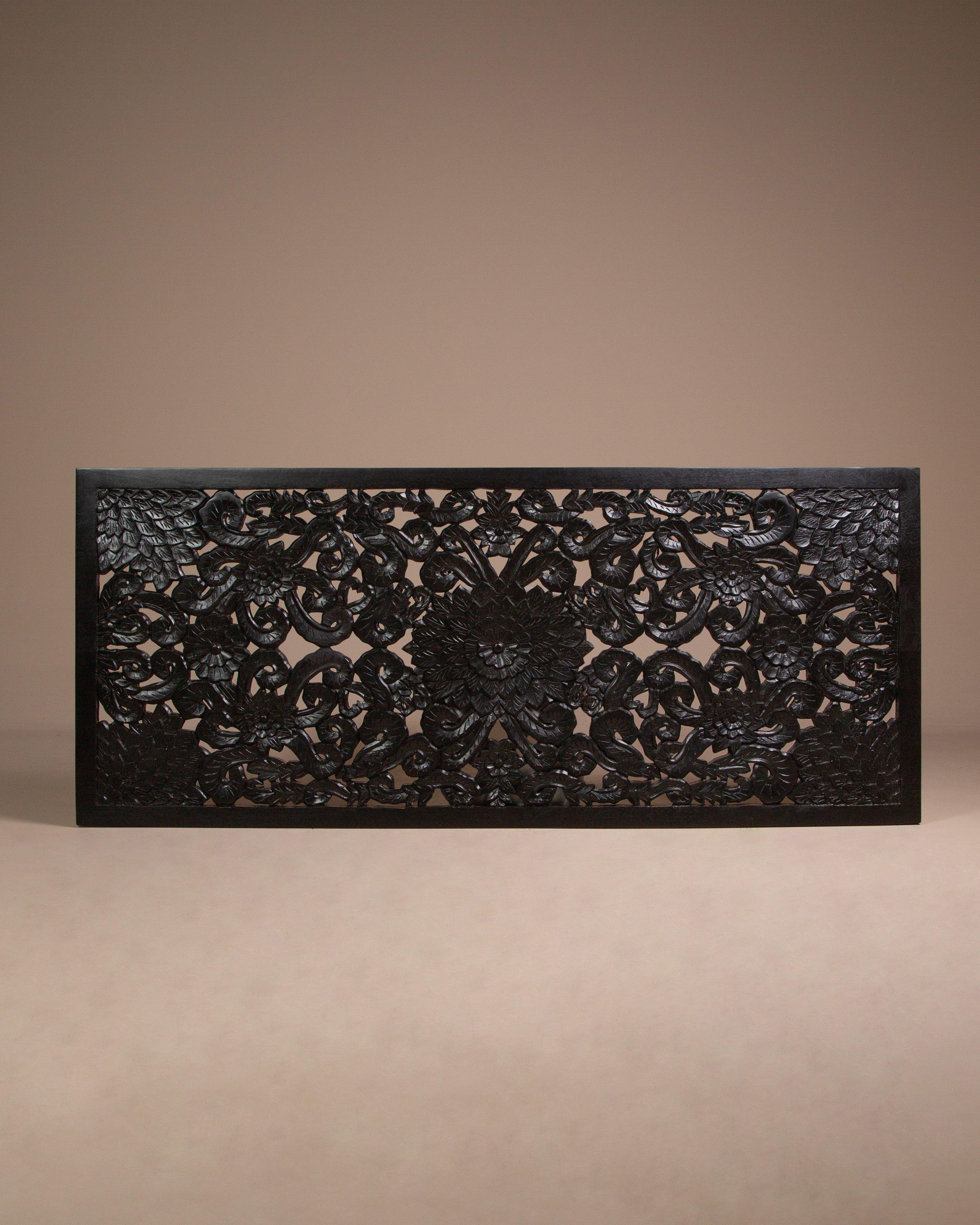 Floral King Headboard -  Black