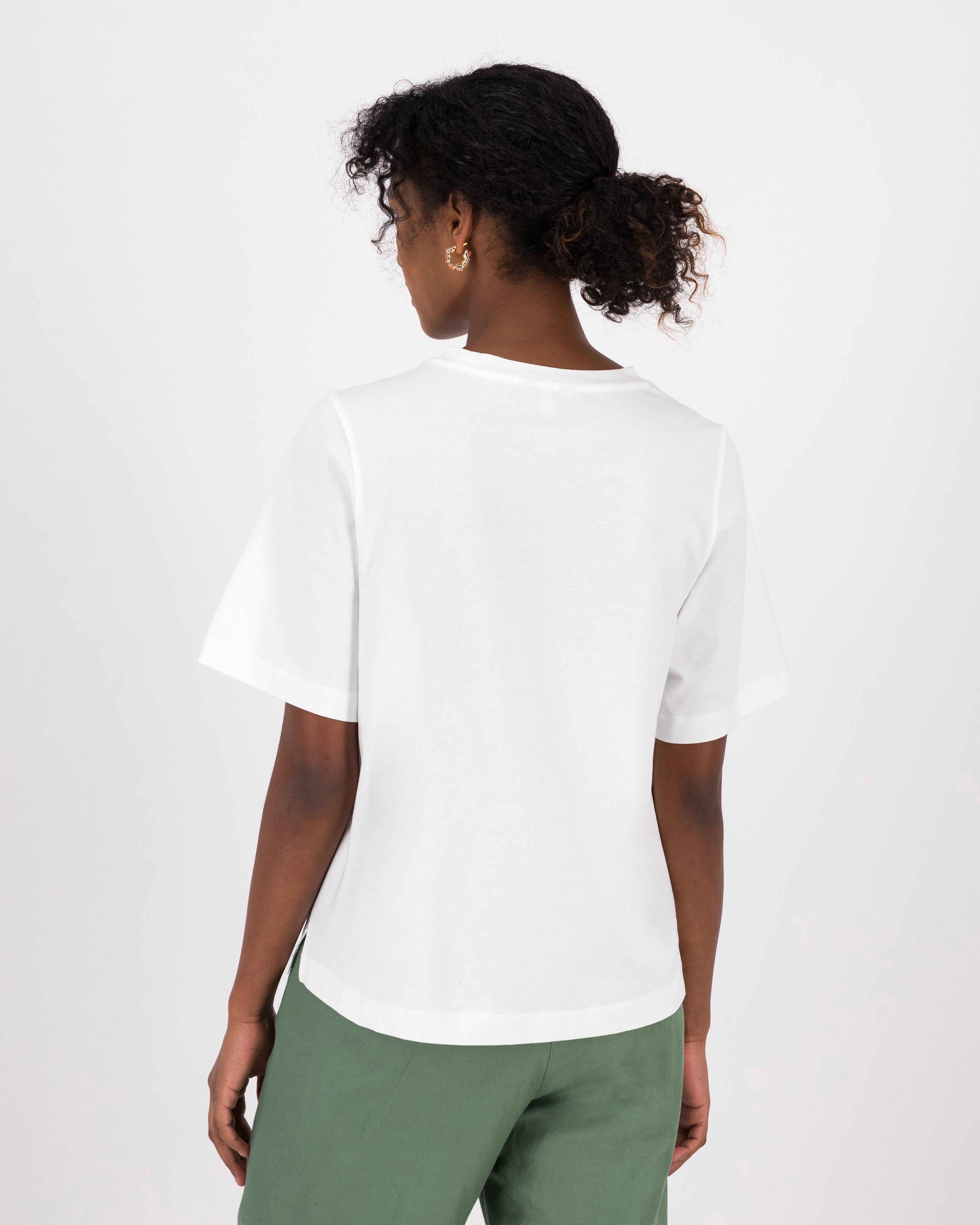 Mia Placement Print T-Shirt -  White
