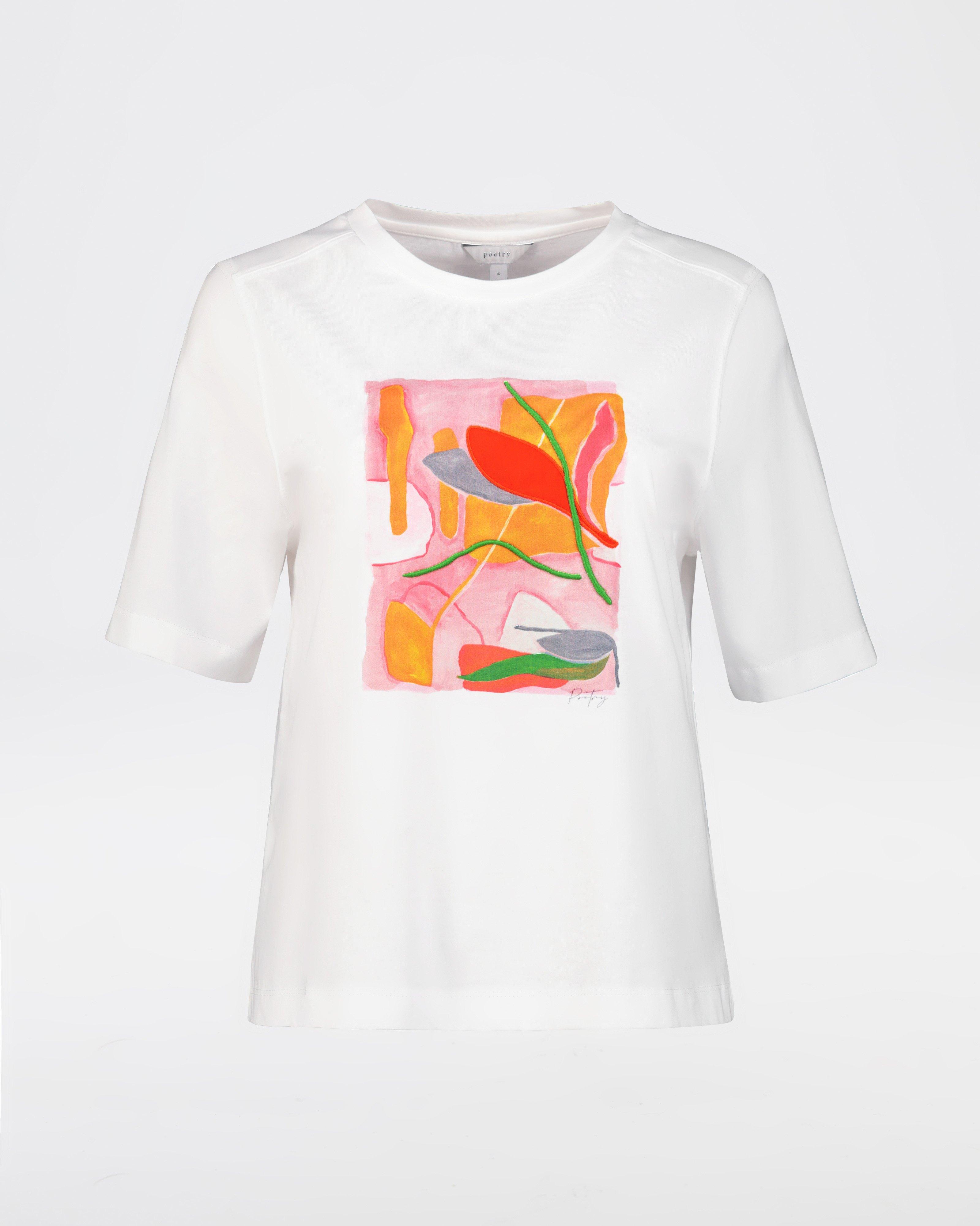 Mia Placement Print T-Shirt -  White
