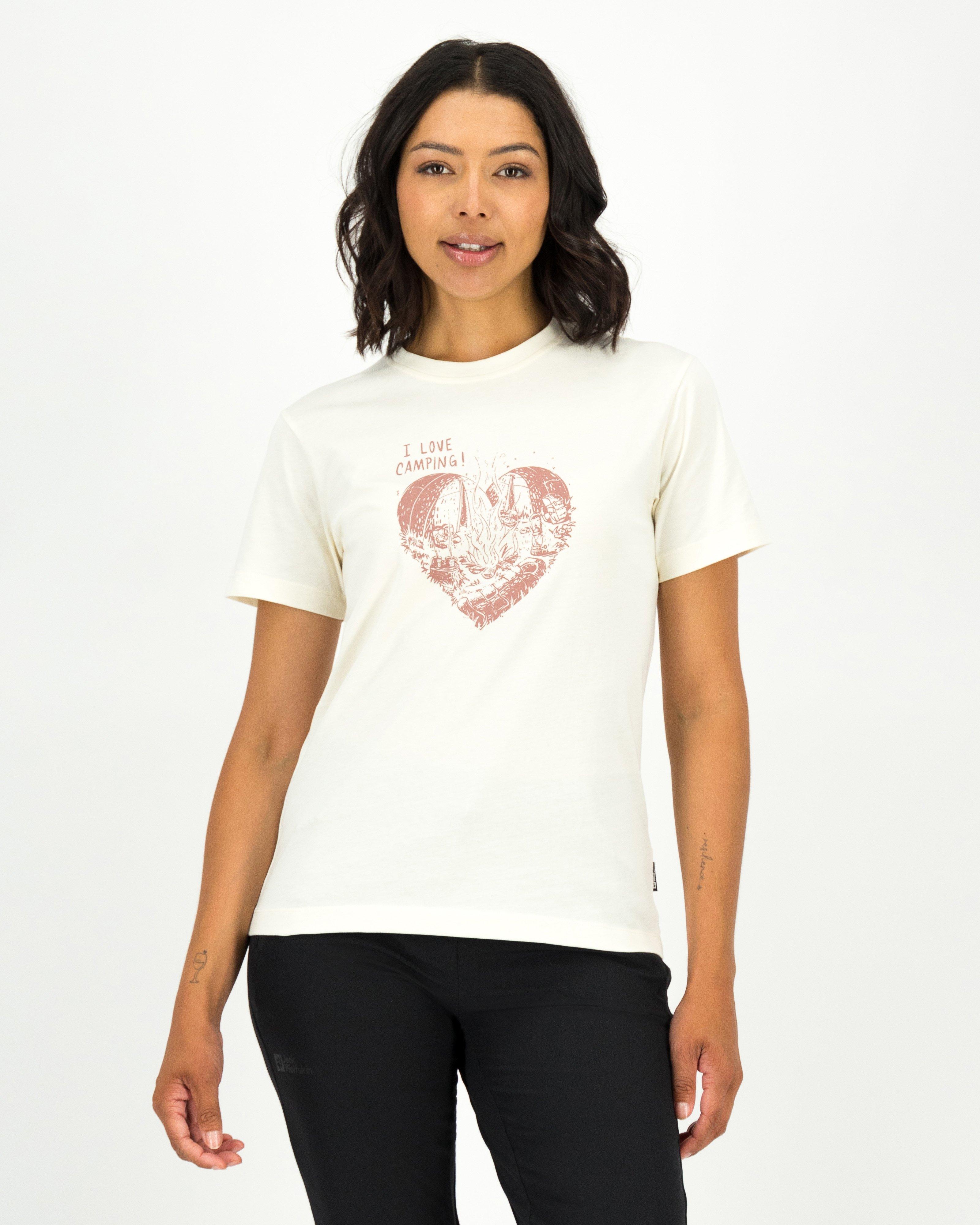 Jack Wolfskin Women’s Camping Love Slim Fit Cotton T-shirt -  White