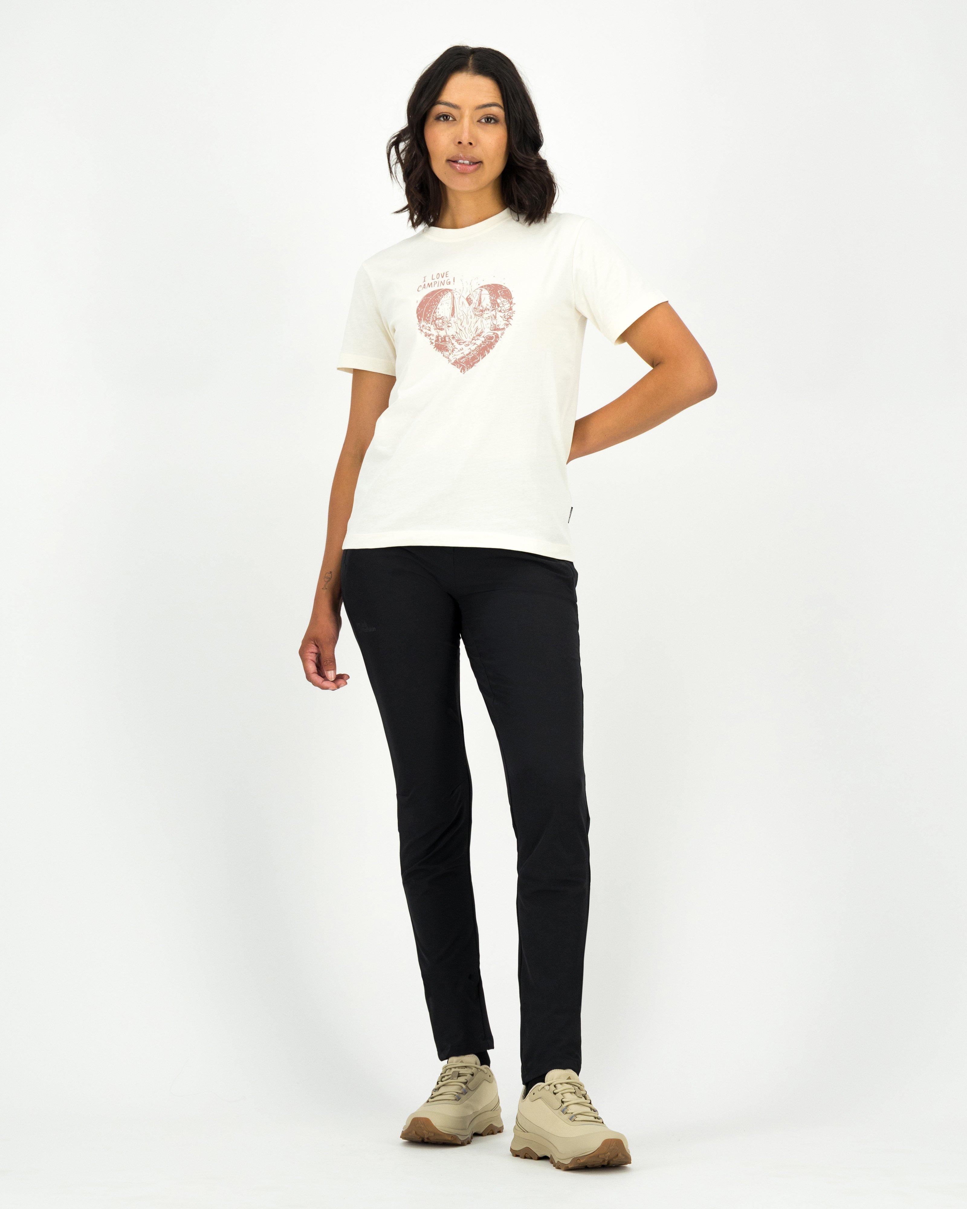 Jack Wolfskin Women’s Camping Love Slim Fit Cotton T-shirt -  White