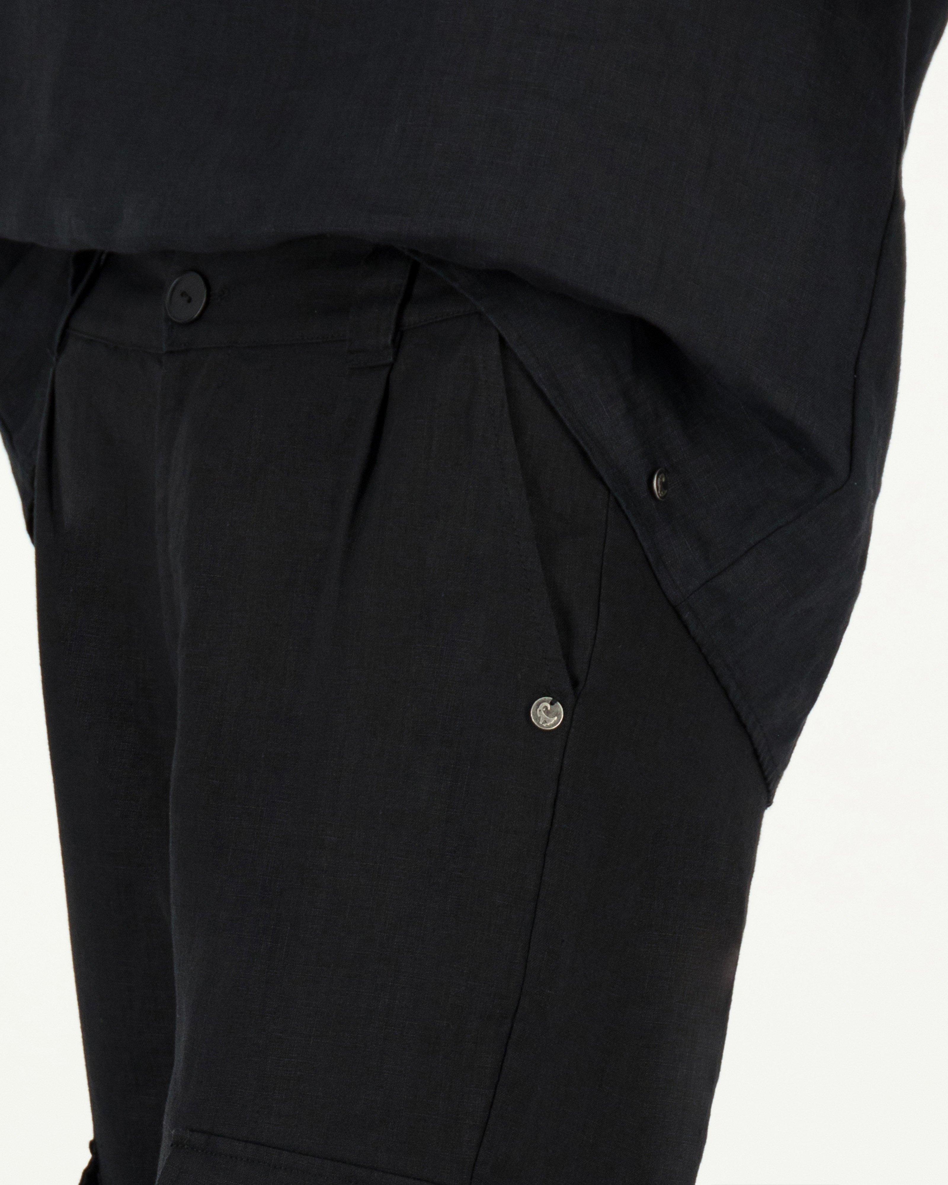 Women's Audrey Linen Utility Pants -  Black