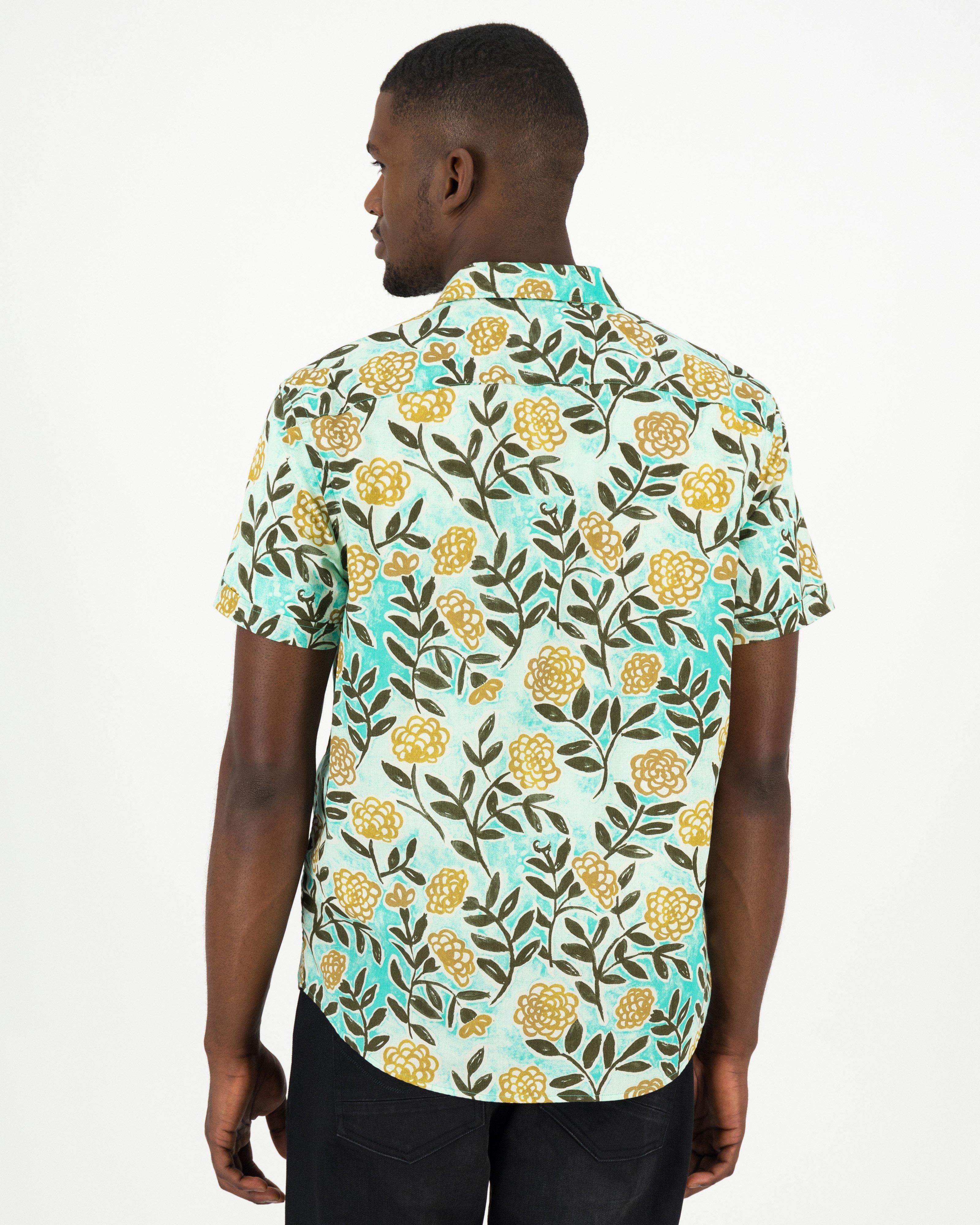 Men's Luther Slim Fit Floral Shirt -  Green