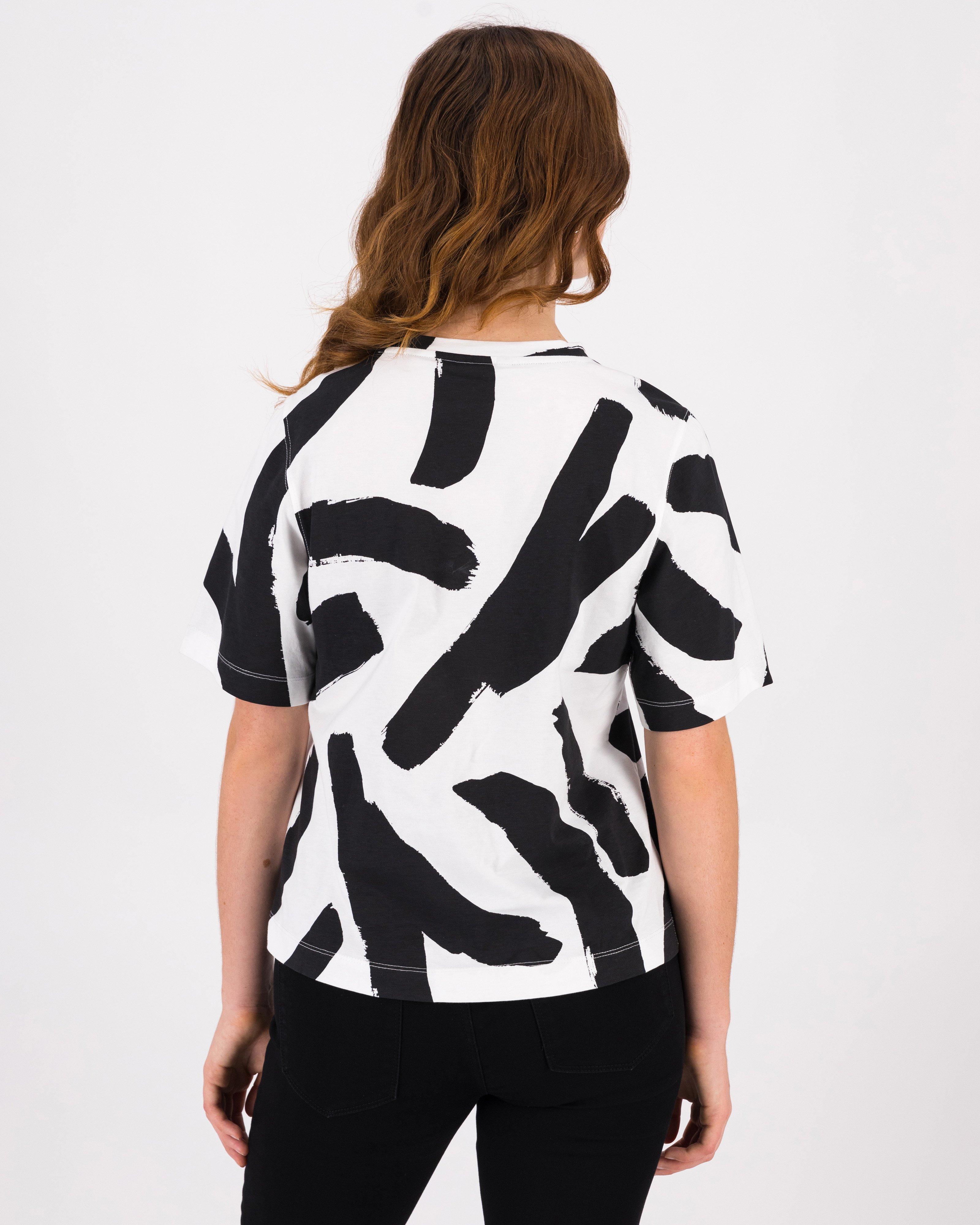 Mia Abstract Print T-Shirt -  Milk