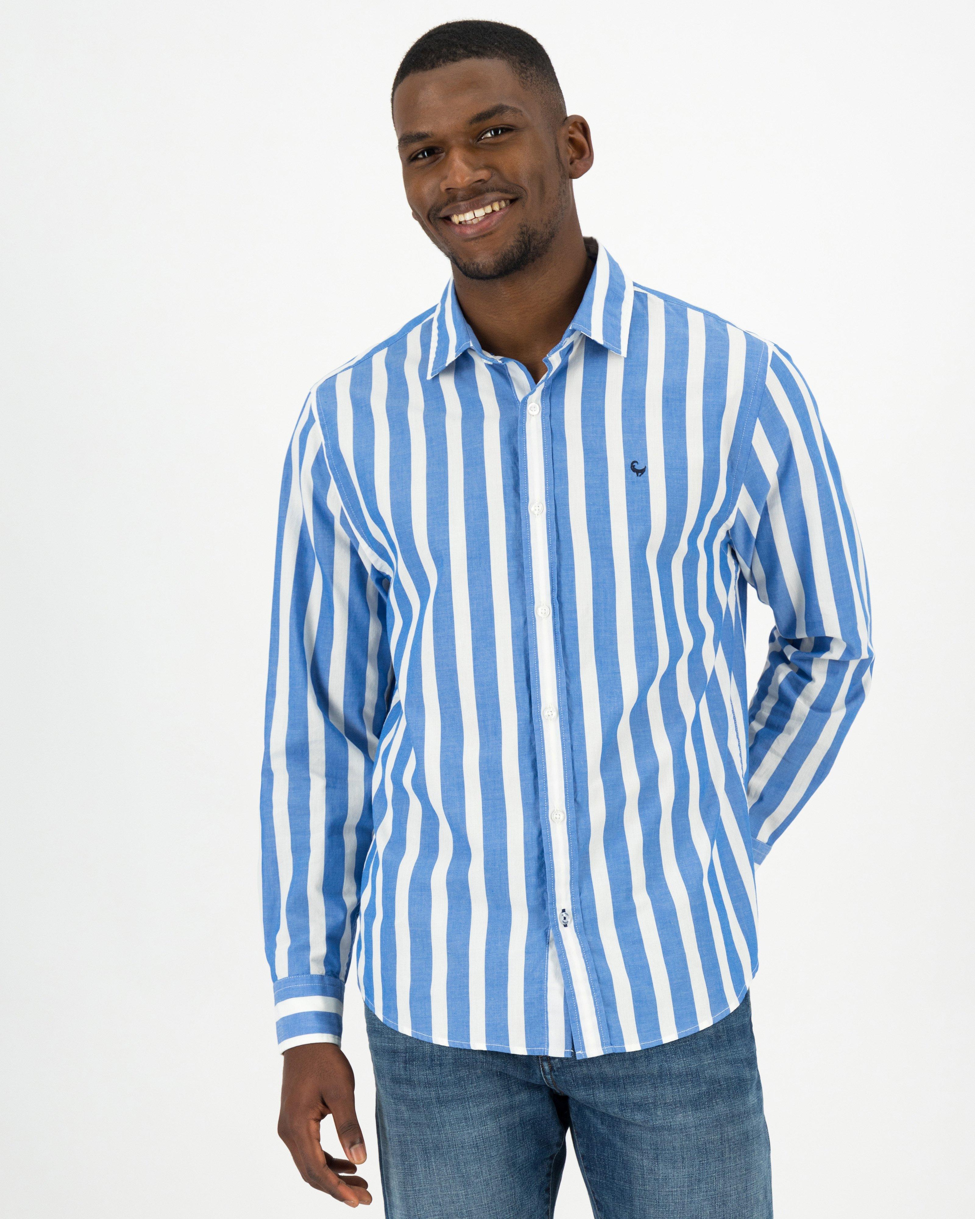 Old Khaki Men’s Hank Wide Stripe Shirt -  Blue