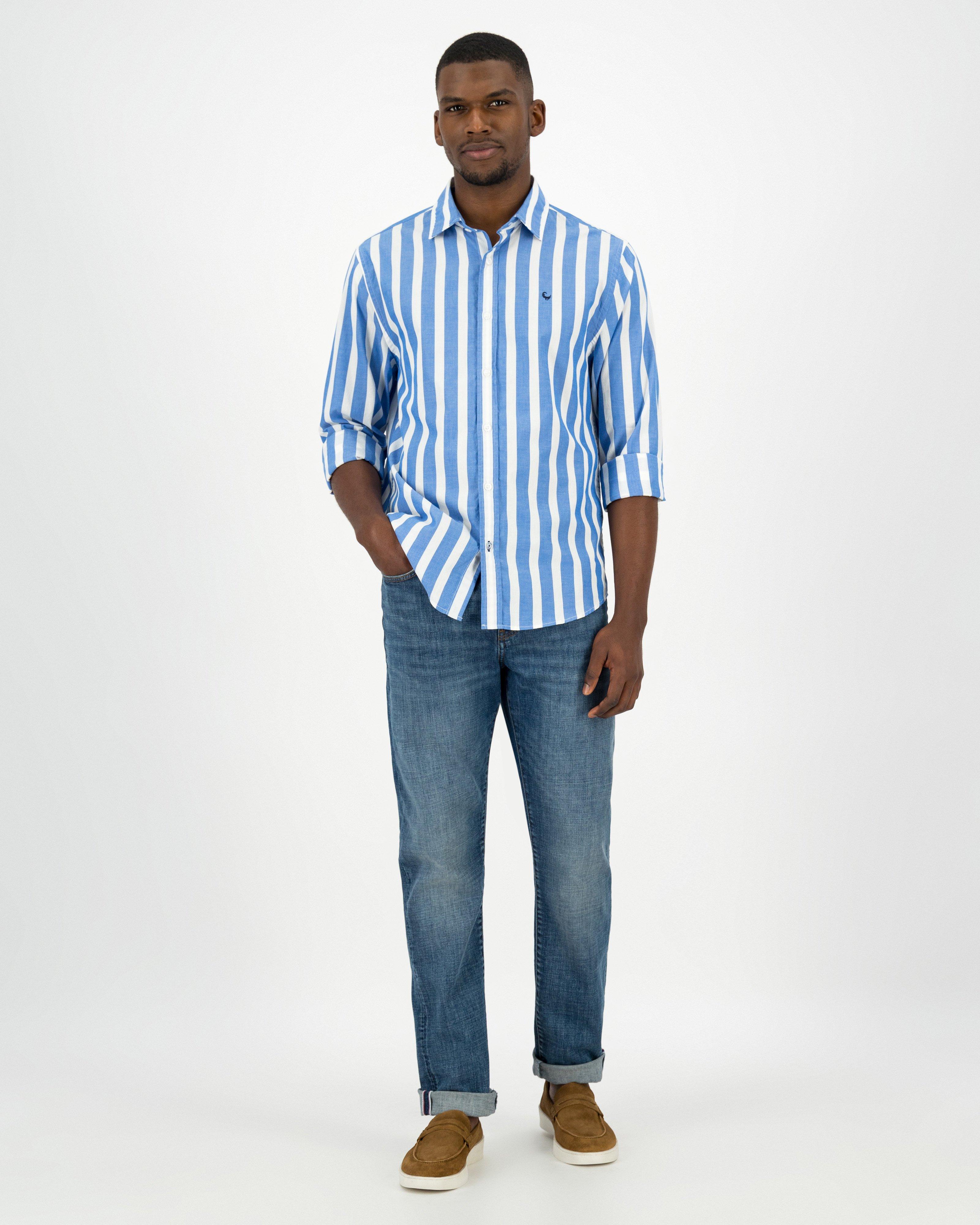 Old Khaki Men’s Hank Wide Stripe Shirt -  Blue