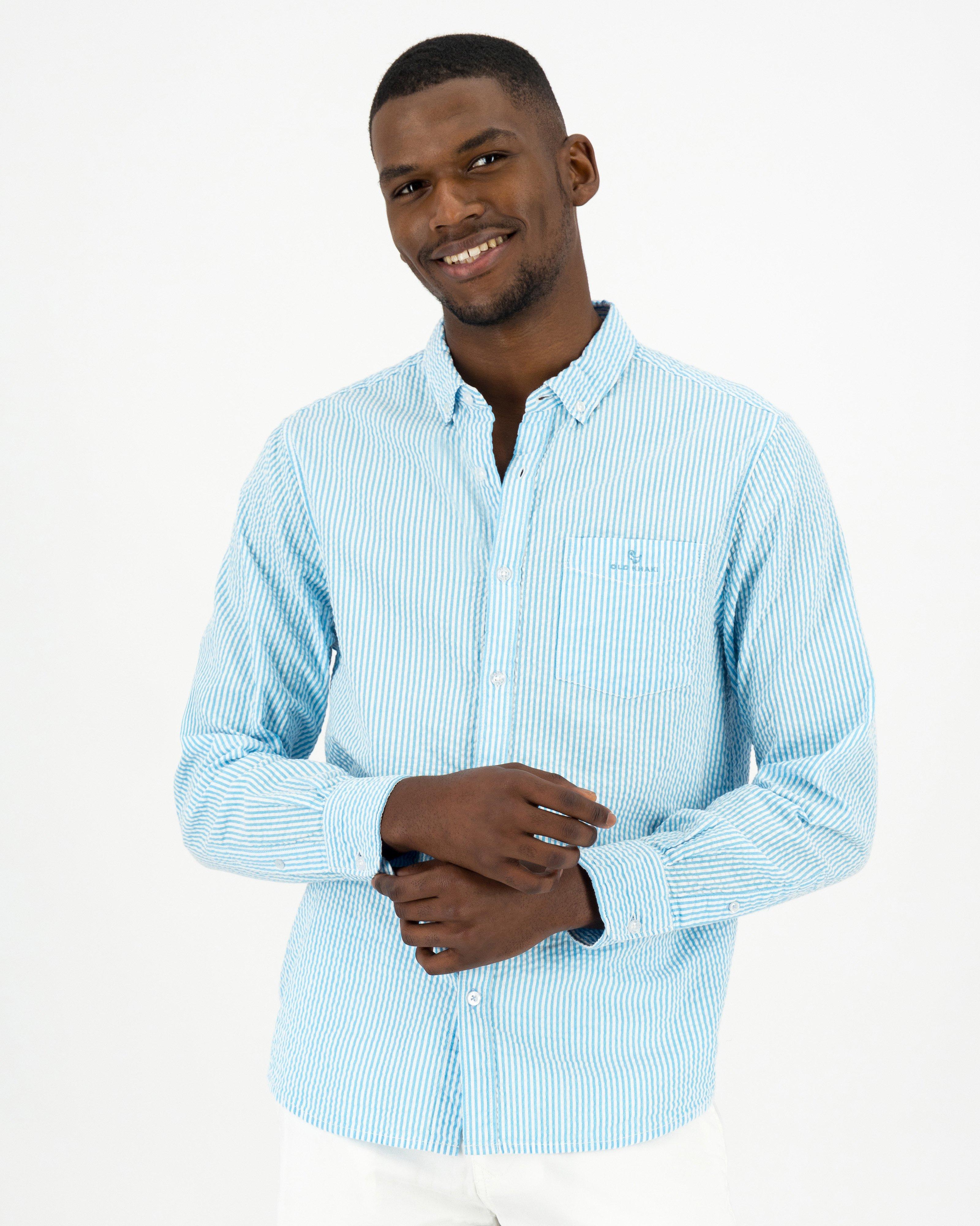 Old Khaki Men's Jax Textured Stripe Shirt -  Turquoise