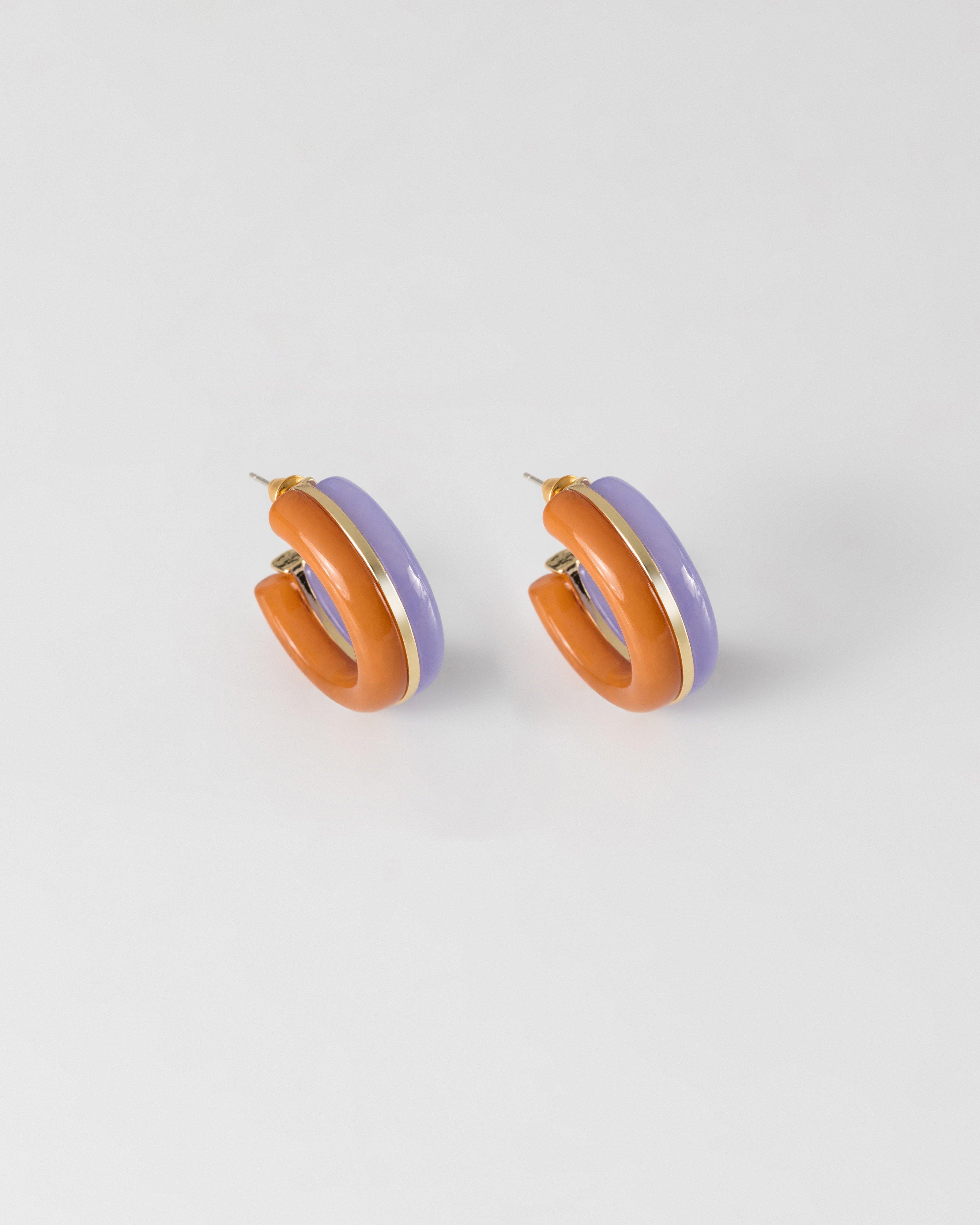 Resin Two-Tone Halo Hoop Earrings -  Lilac