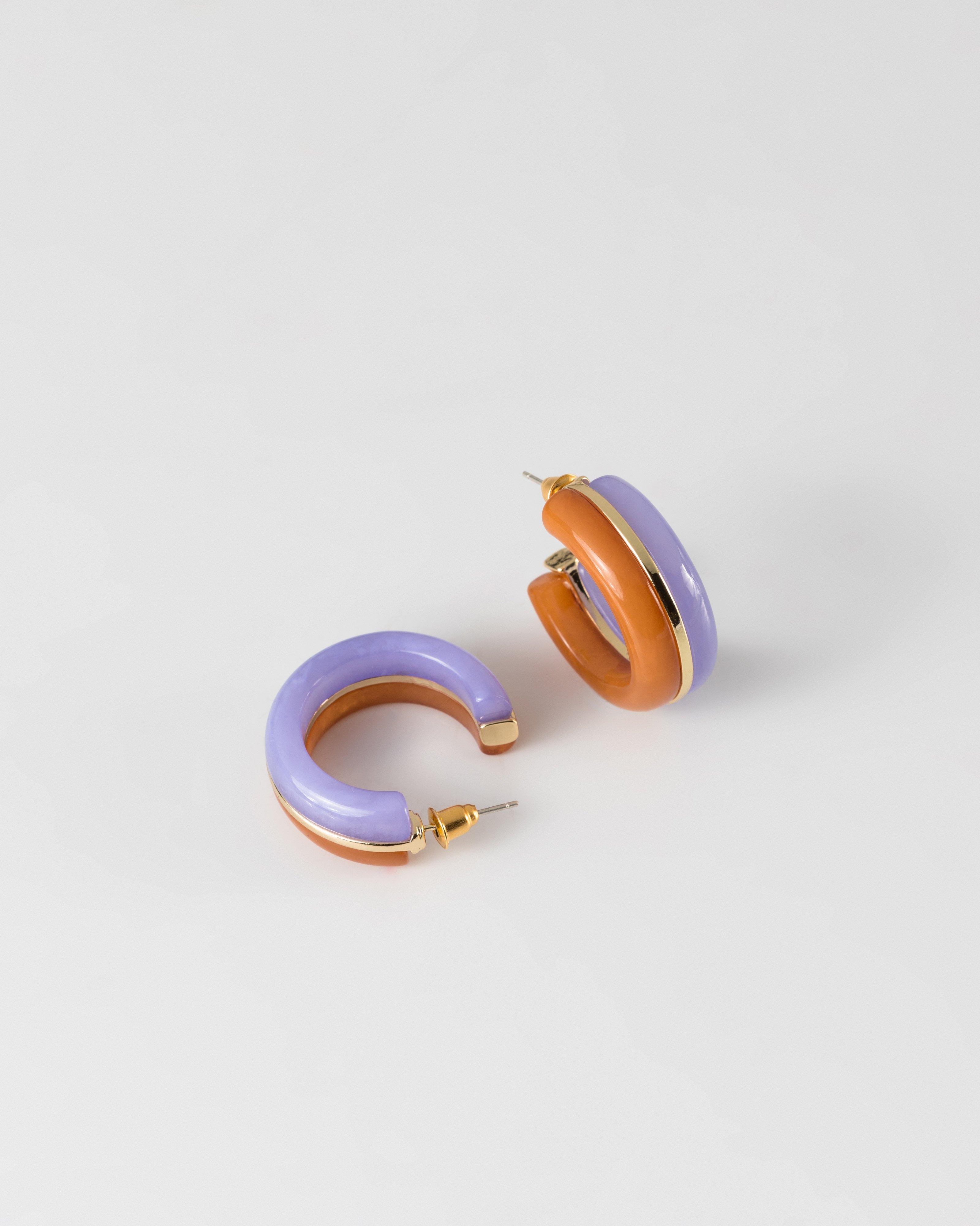 Resin Two-Tone Halo Hoop Earrings -  Lilac