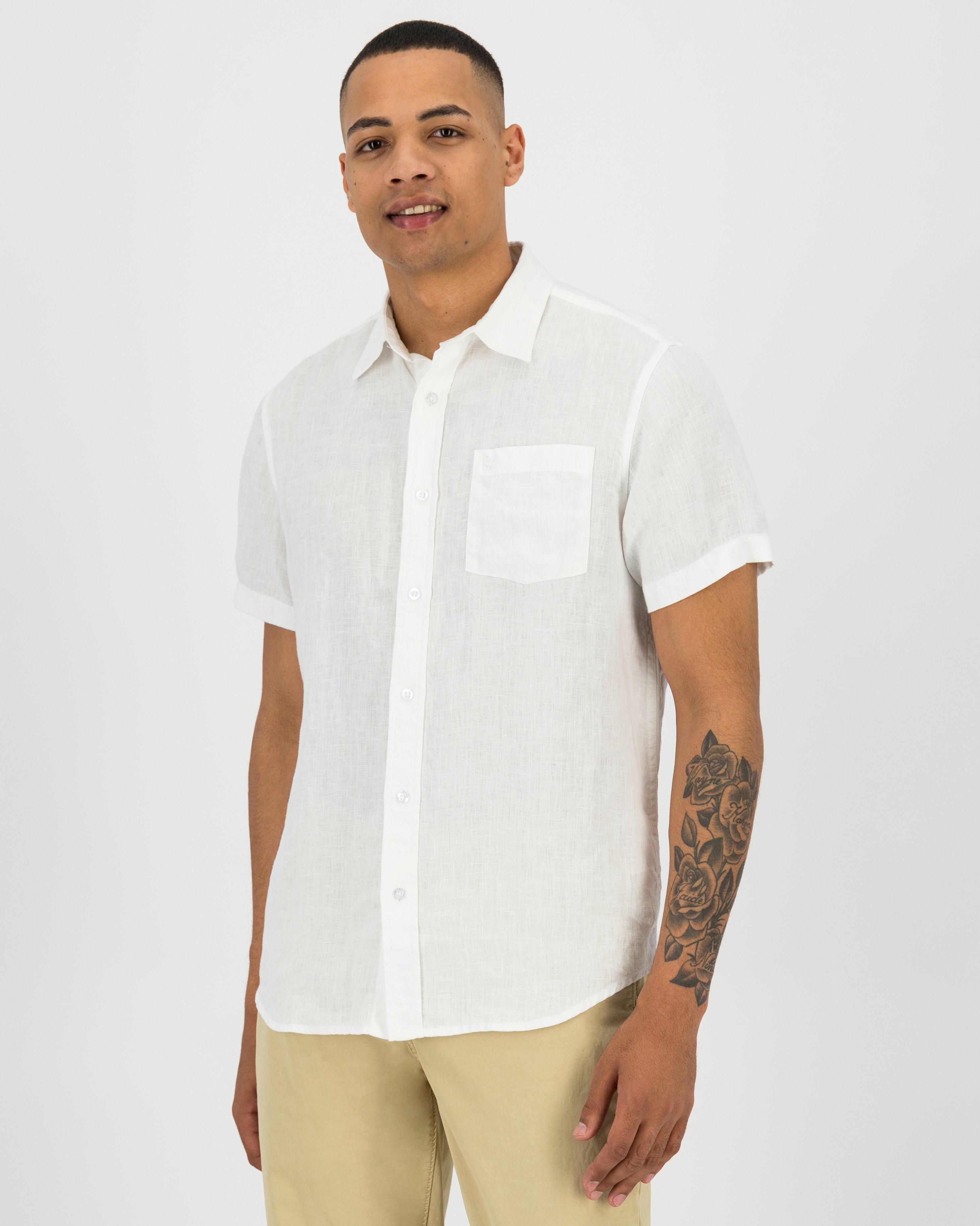 Men's Lex Regular Fit Linen Shirt -  White