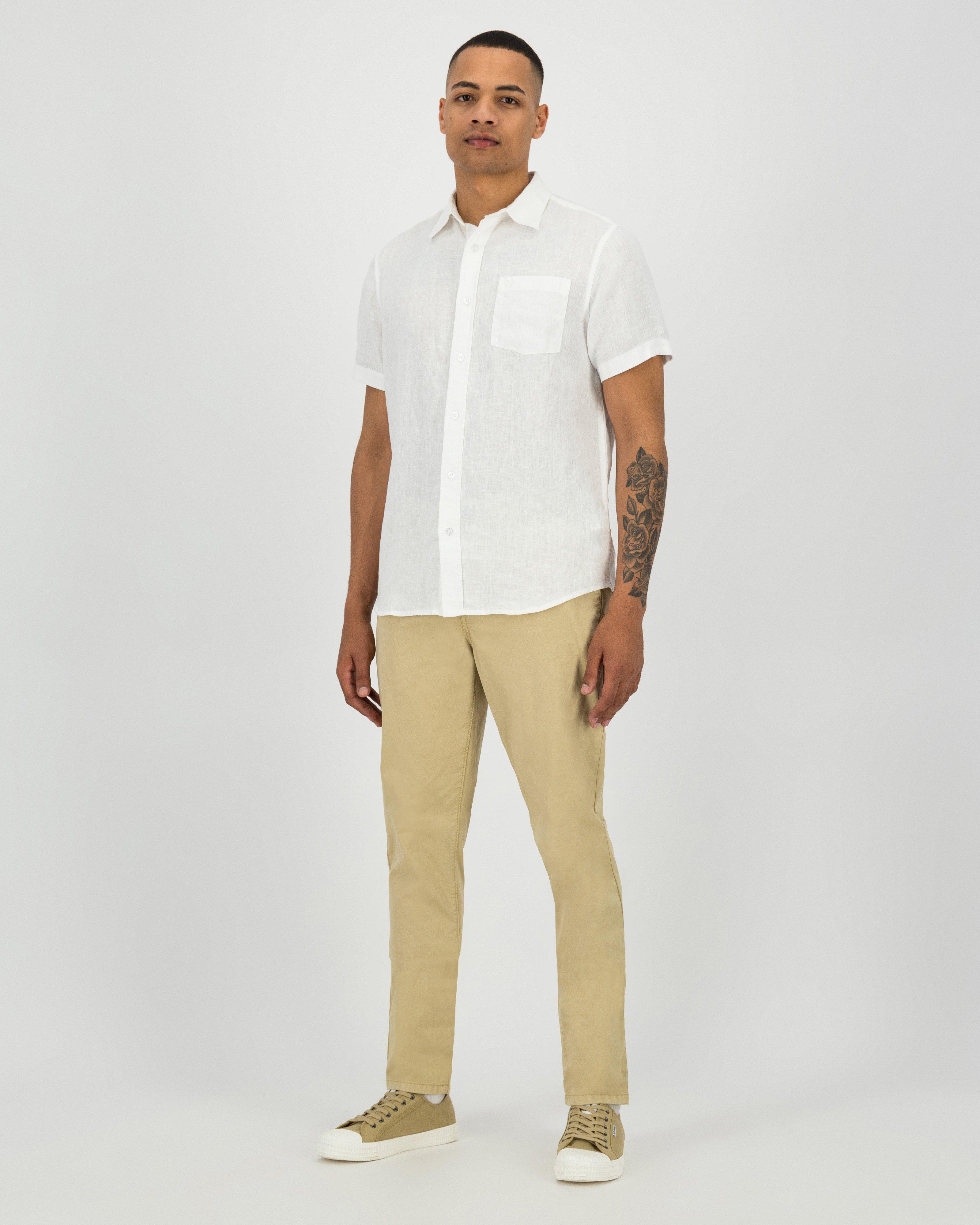 Men's Lex Regular Fit Linen Shirt -  White