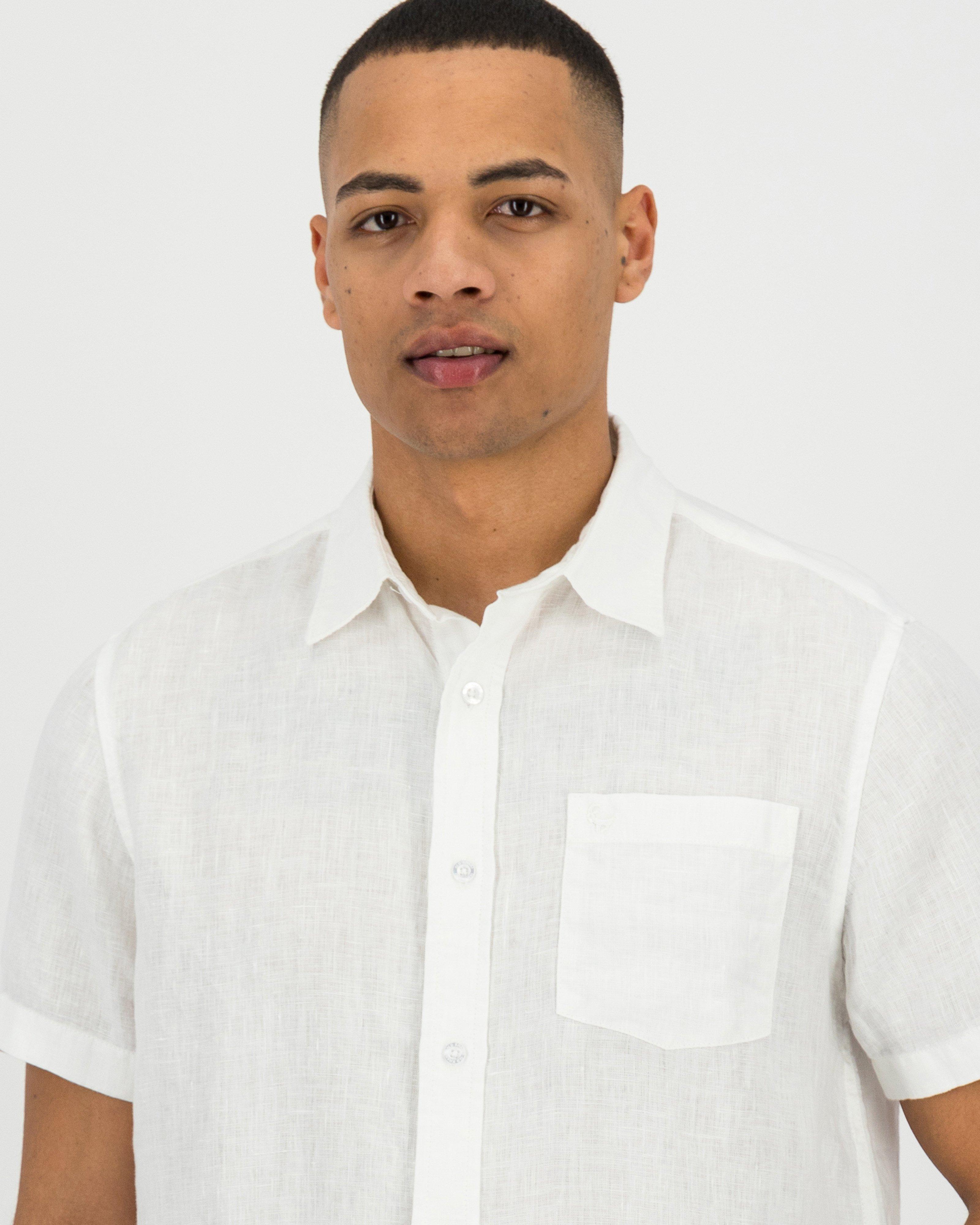 Men's Lex Regular Fit Linen Shirt -  White