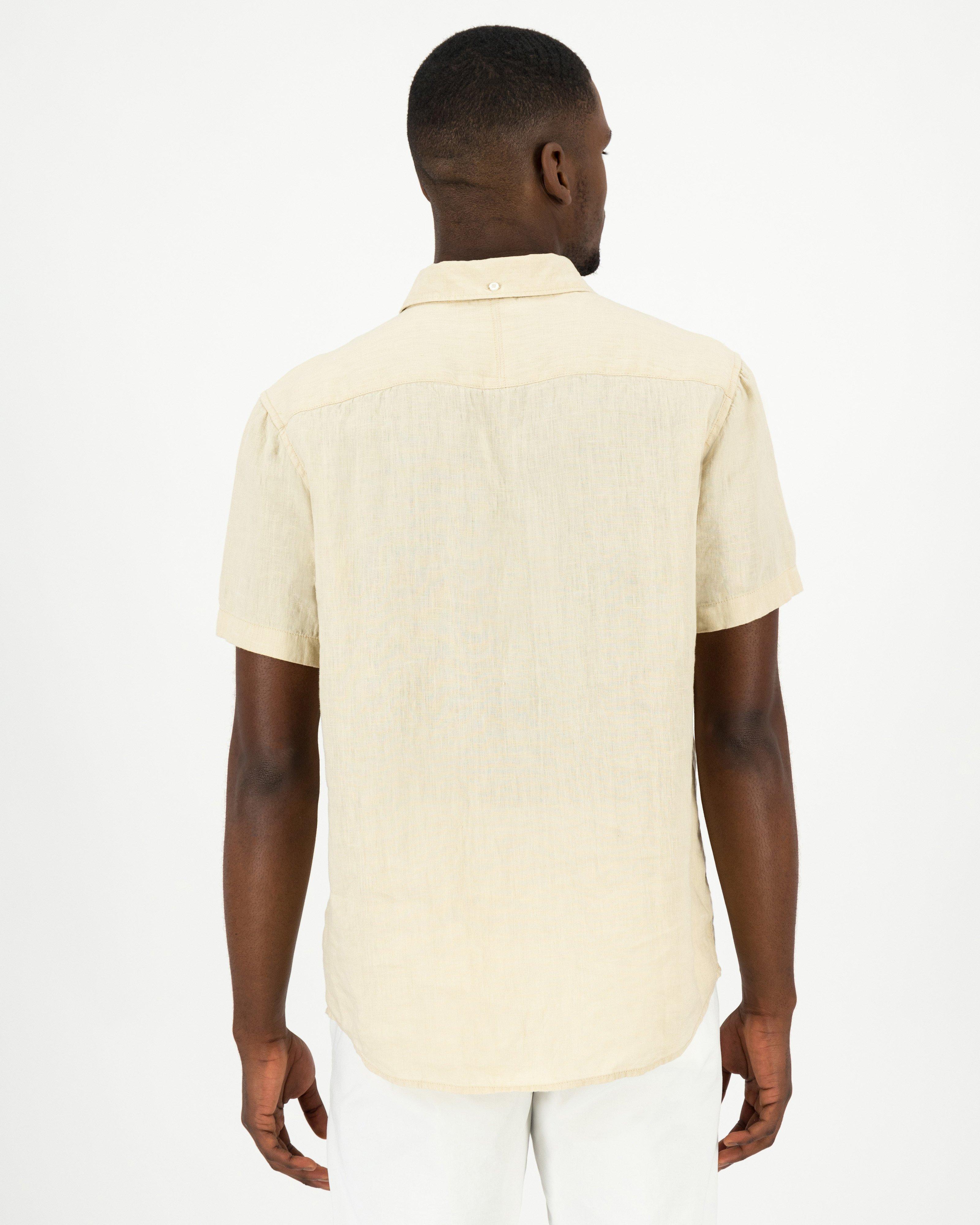 Men's Lex Regular Fit Linen Shirt -  Stone