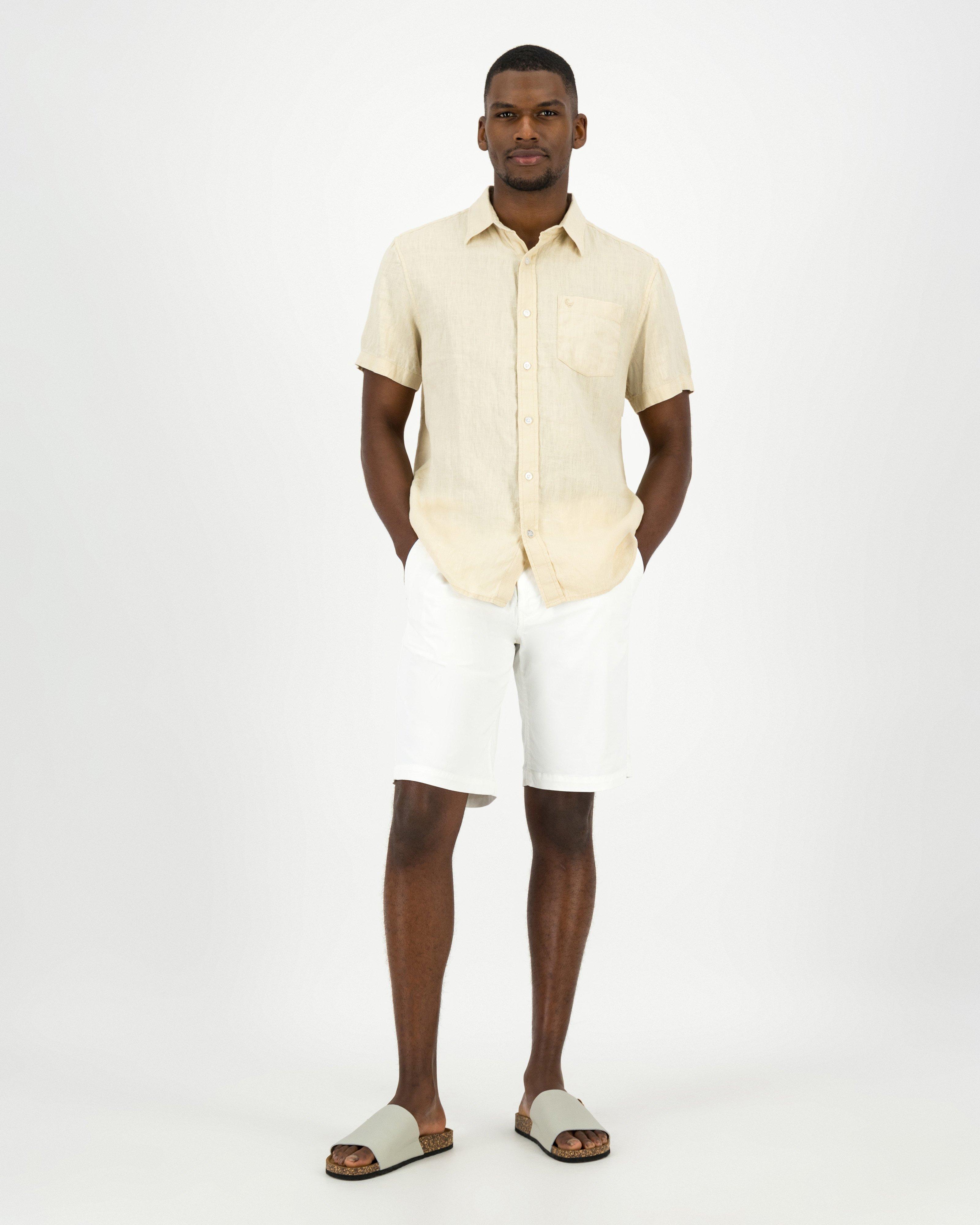 Men's Lex Regular Fit Linen Shirt -  Stone