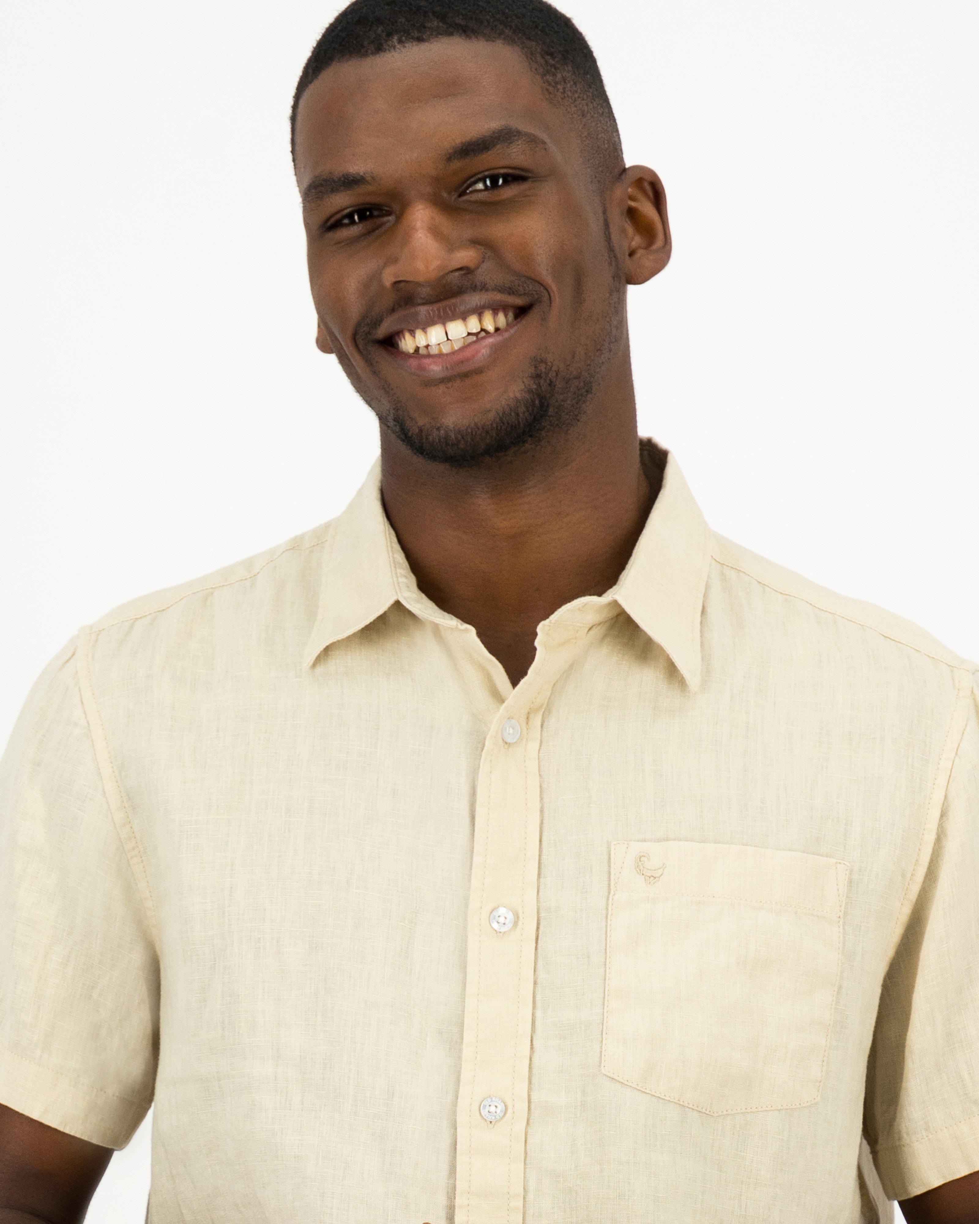 Men's Lex Regular Fit Linen Shirt -  Stone