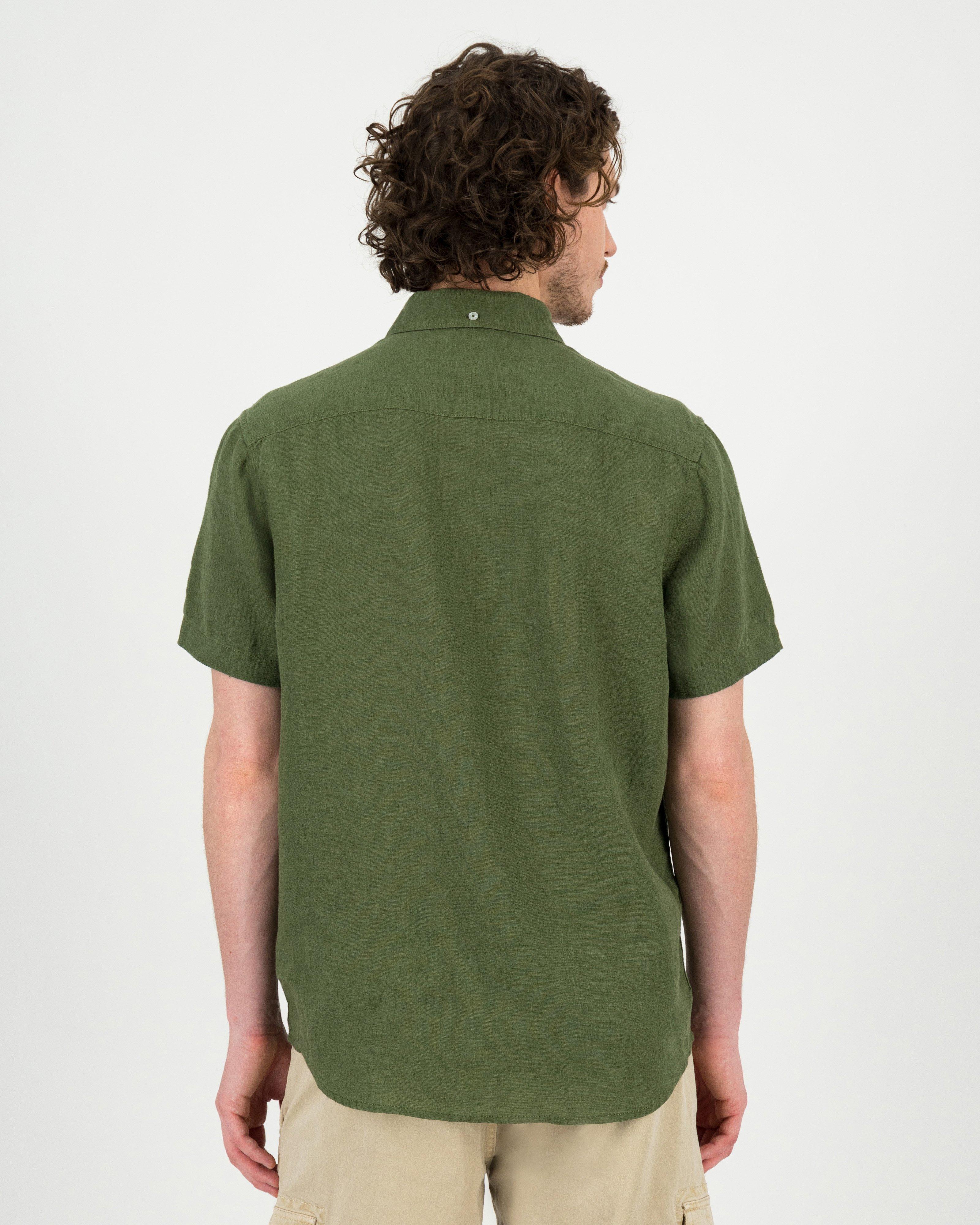 Men's Lex Regular Fit Linen Shirt -  Olive